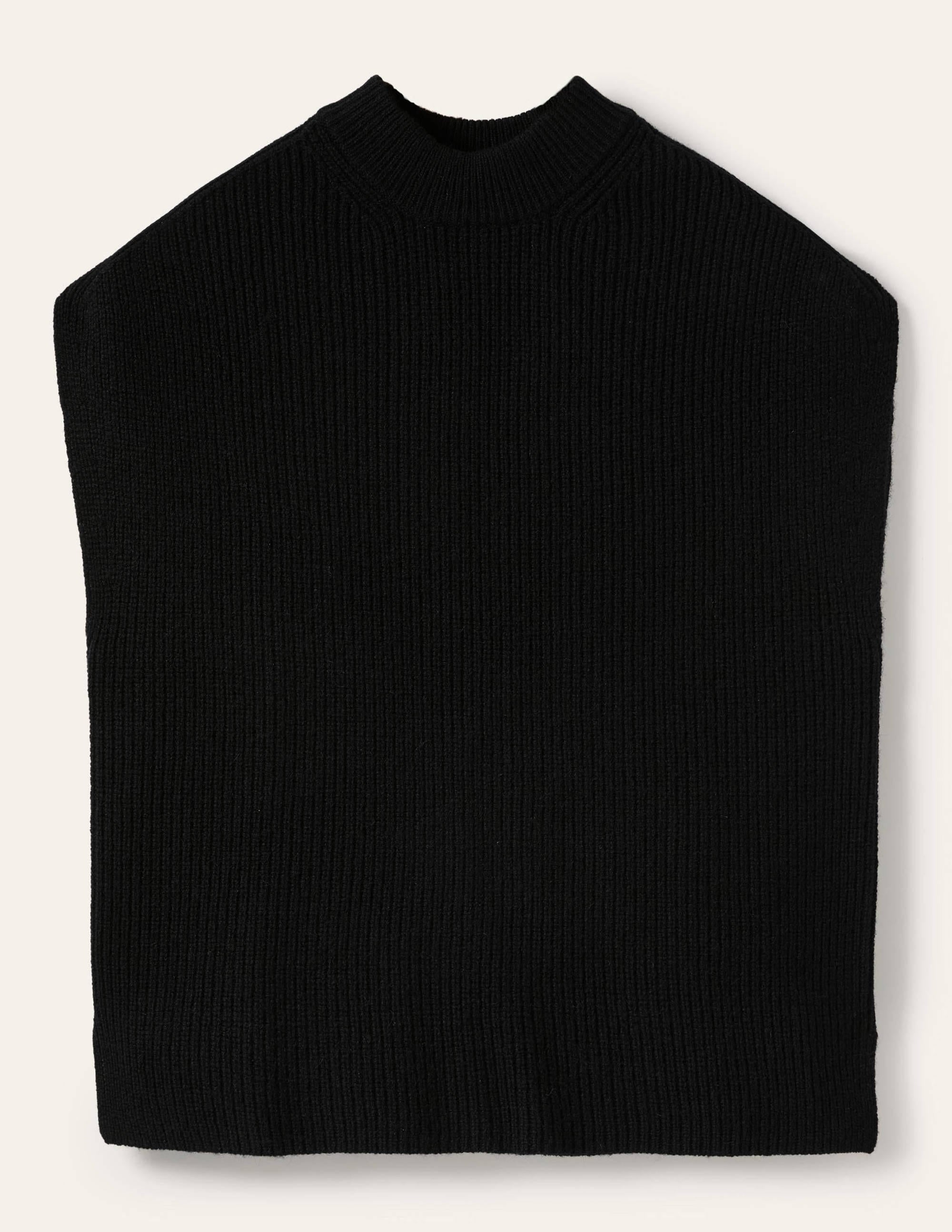 Lockerer ärmelloser Pullover mit Rippstrick-Schwarz - Image 5