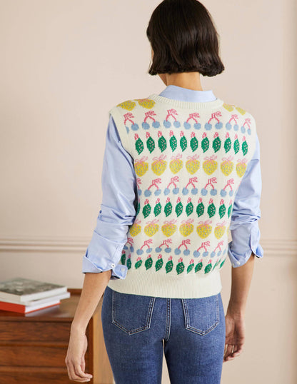 Harriet Top-Naturweiß, Früchtemotiv-3