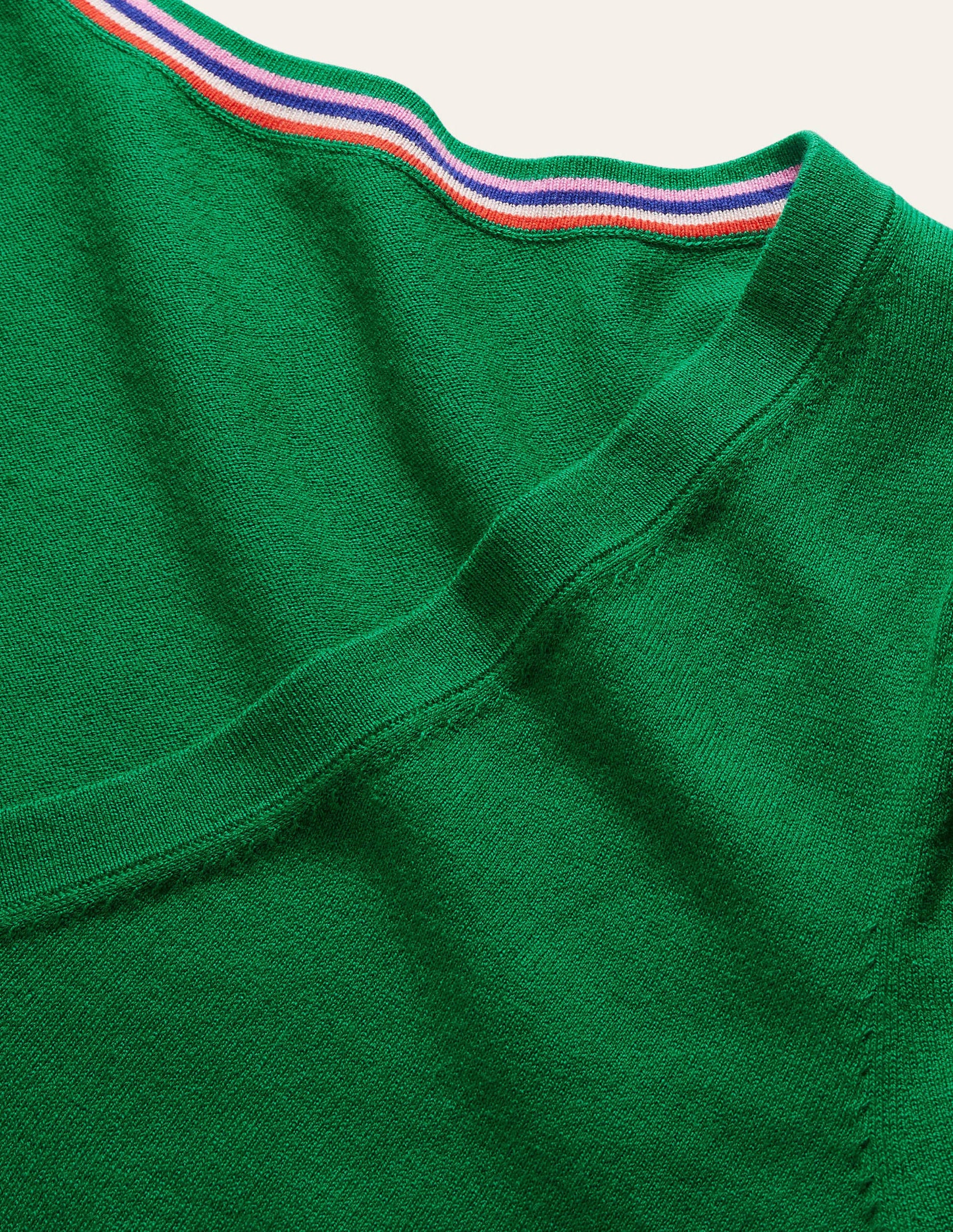 Cotton V-Neck Jumper-Highland Green-6
