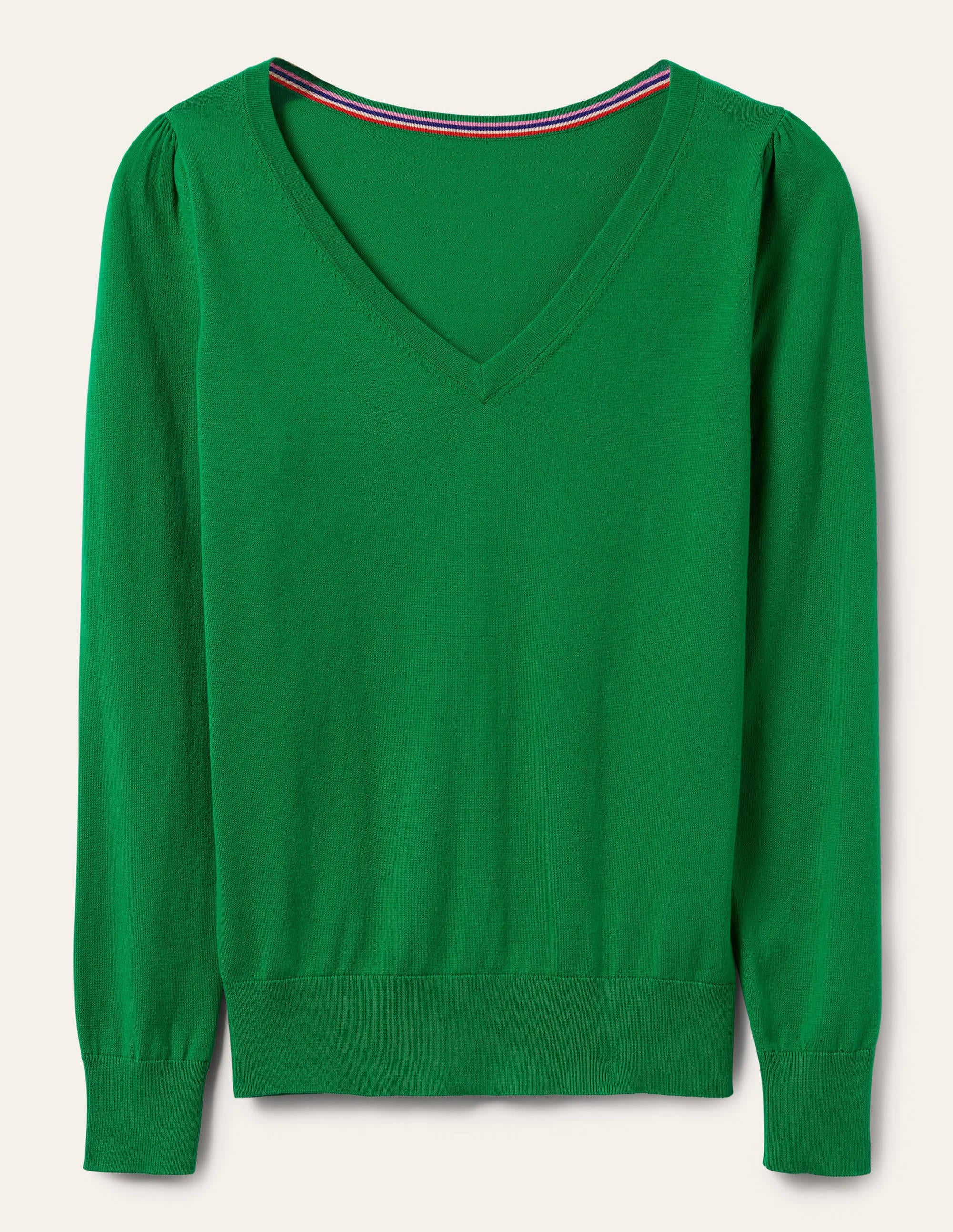 Pull col V en coton-Vert des Highlands - Image 7