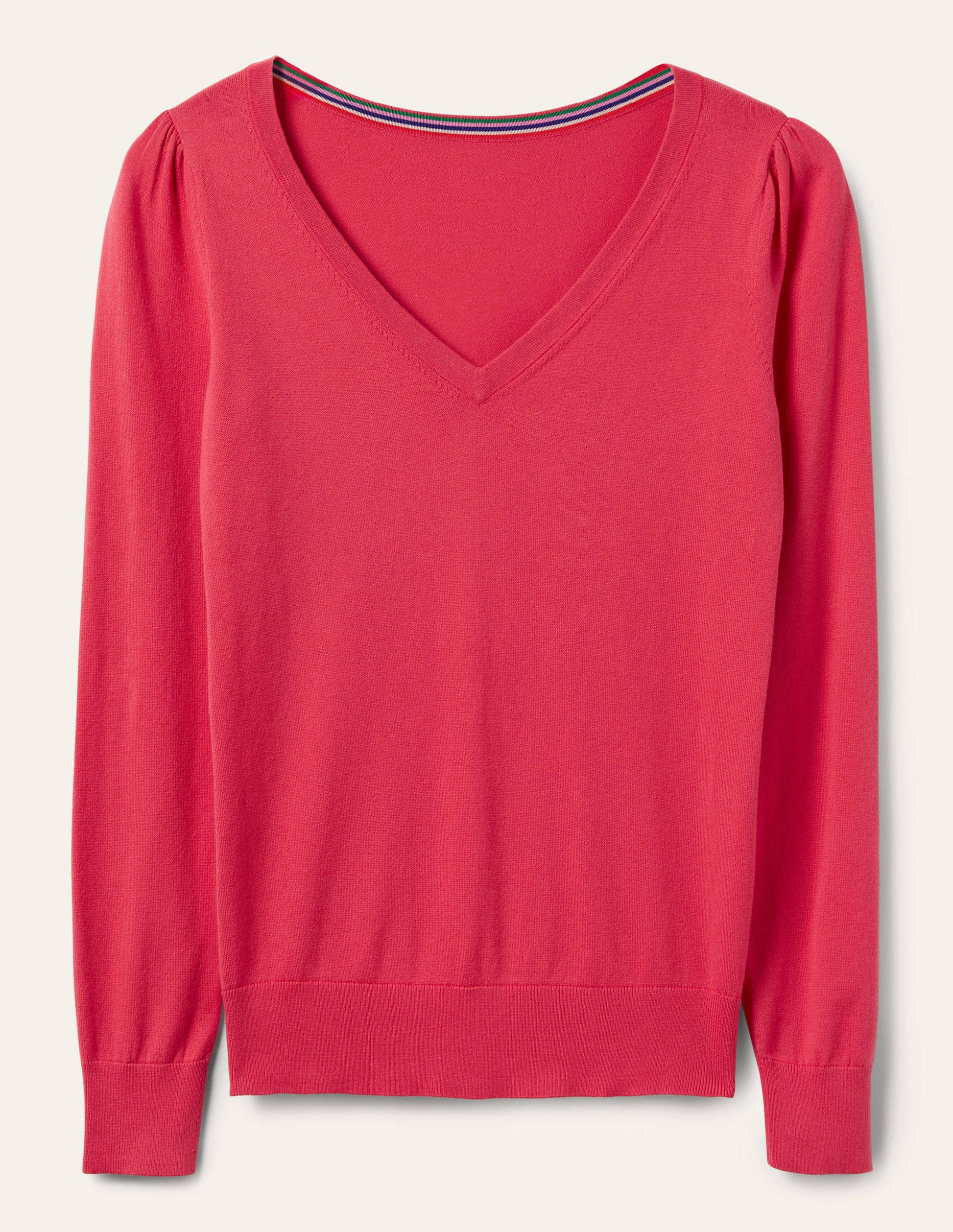 Cotton V-Neck Jumper-Radish-6