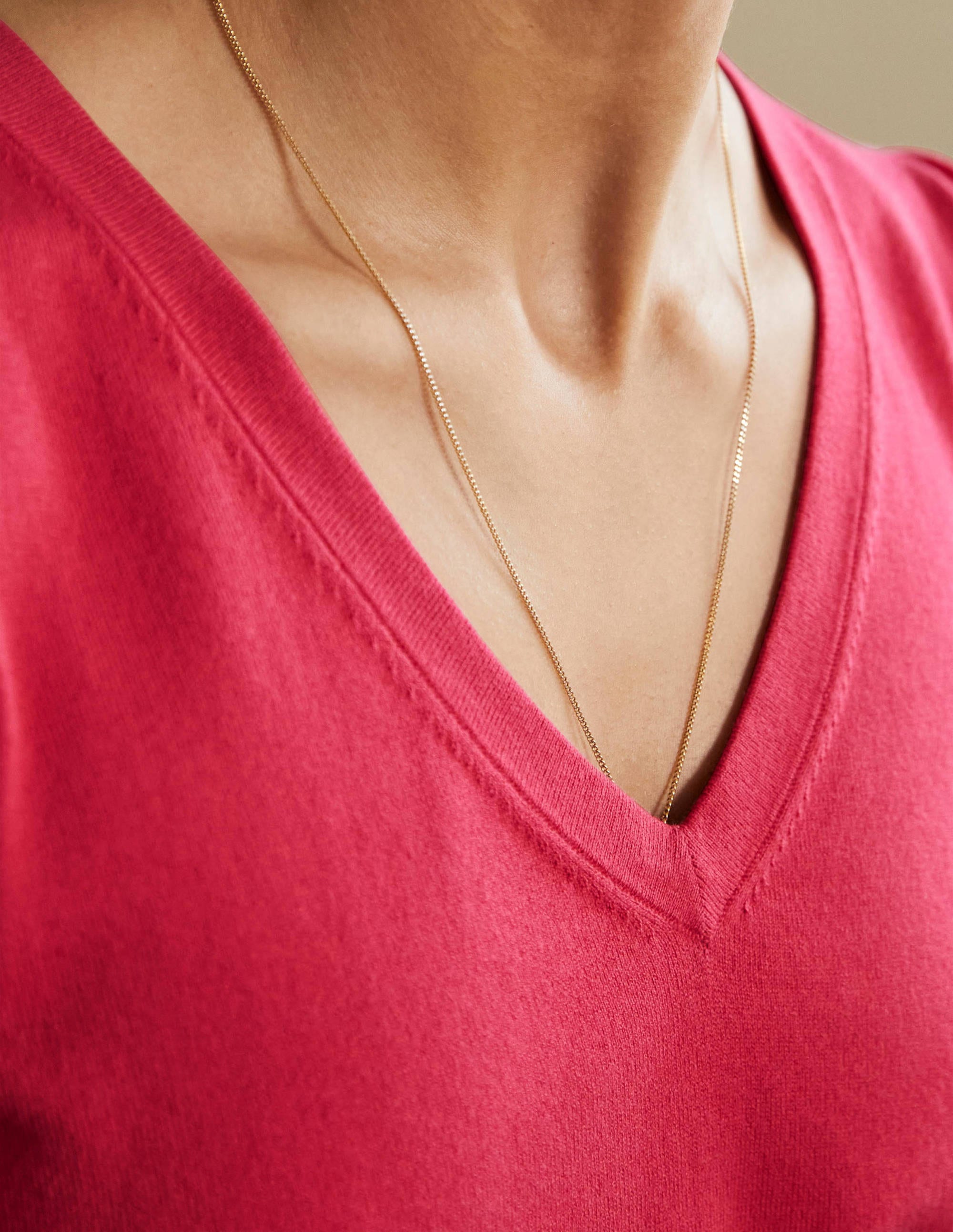 Pull col V en coton-Radis - Image 2