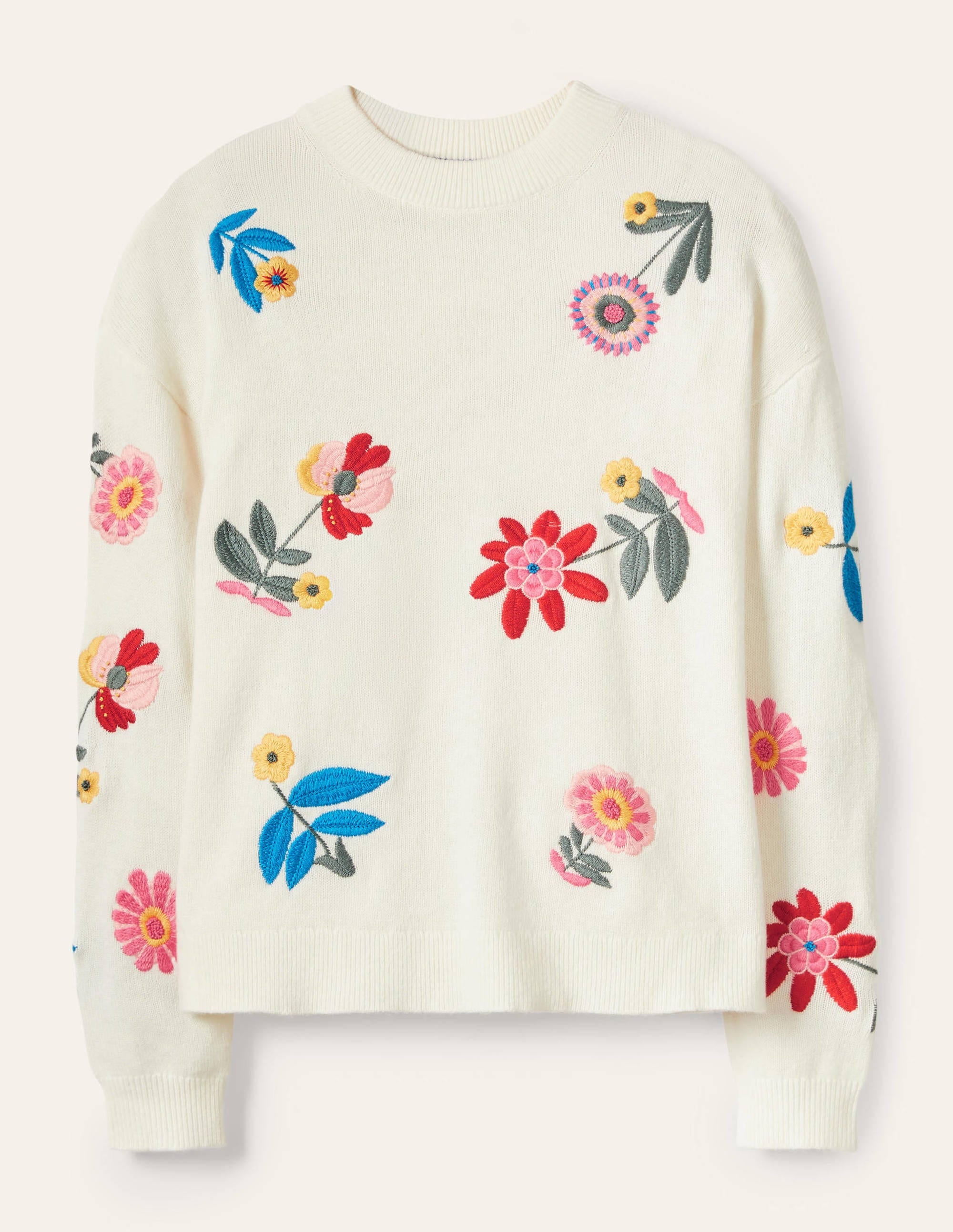 Lockerer Pullover mit Stickerei-Naturweiß - Image 5