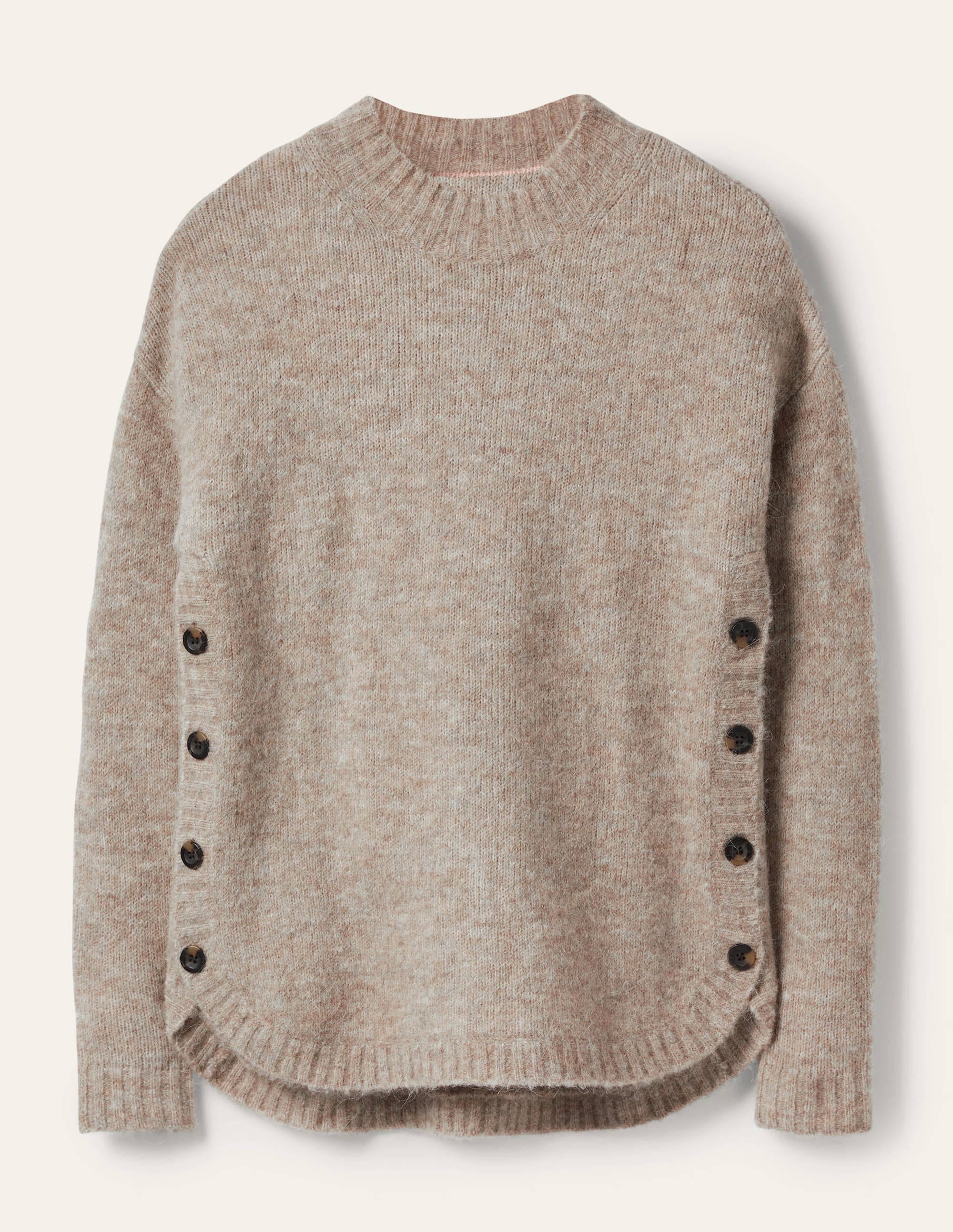 Fluffy Side Button Jumper-Mink Melange - Image 5