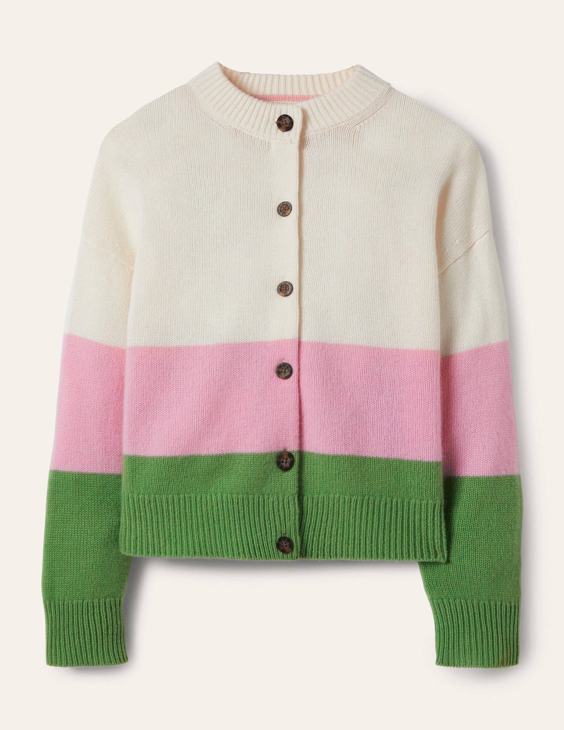 Grobgestrickter Kaschmircardigan-Englischer Efeu/Cameo-Rosa, Gestreift-5