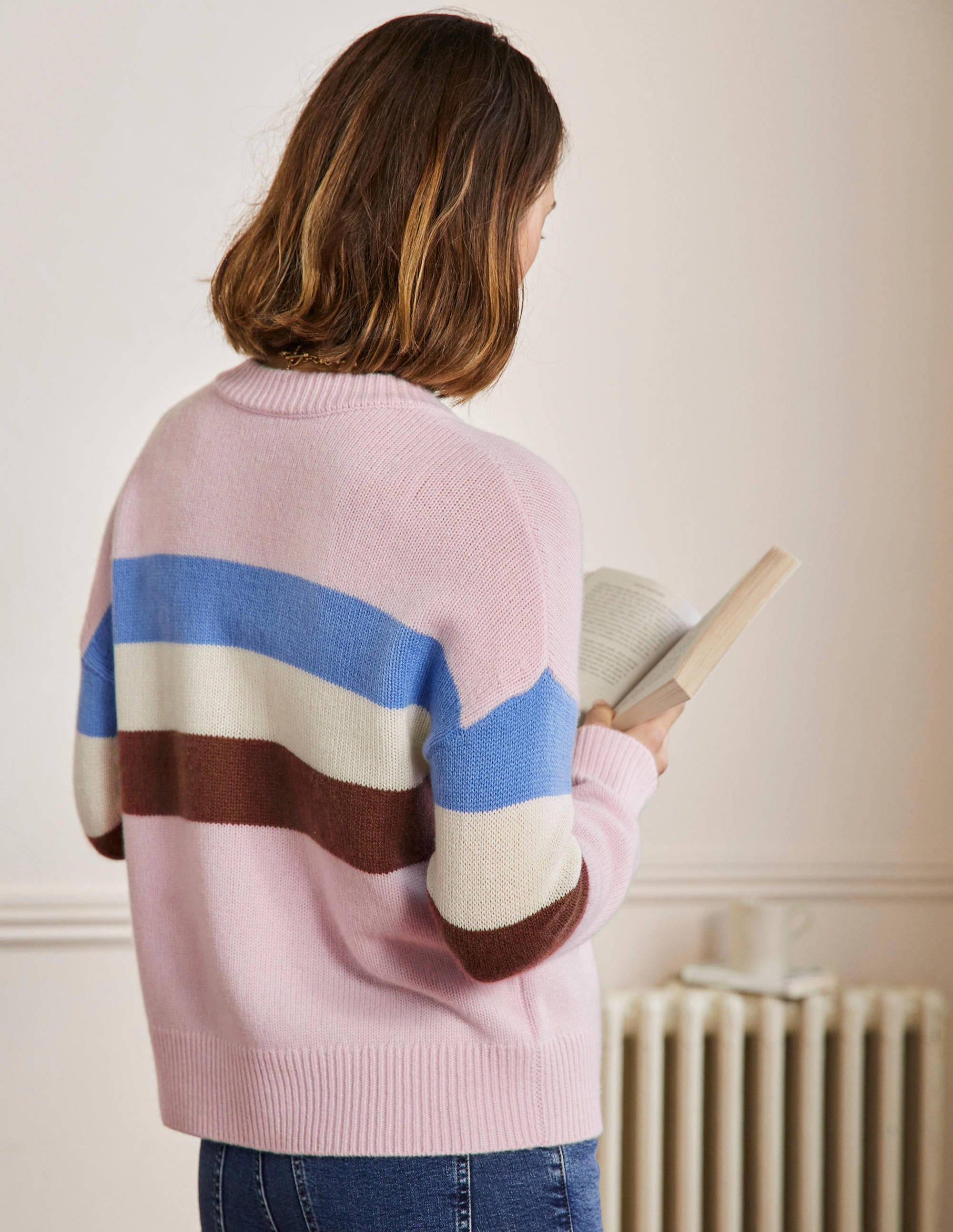 Cardigan en maille cachemire épaisse-Milkshake, rayé jacinthe - Image 3