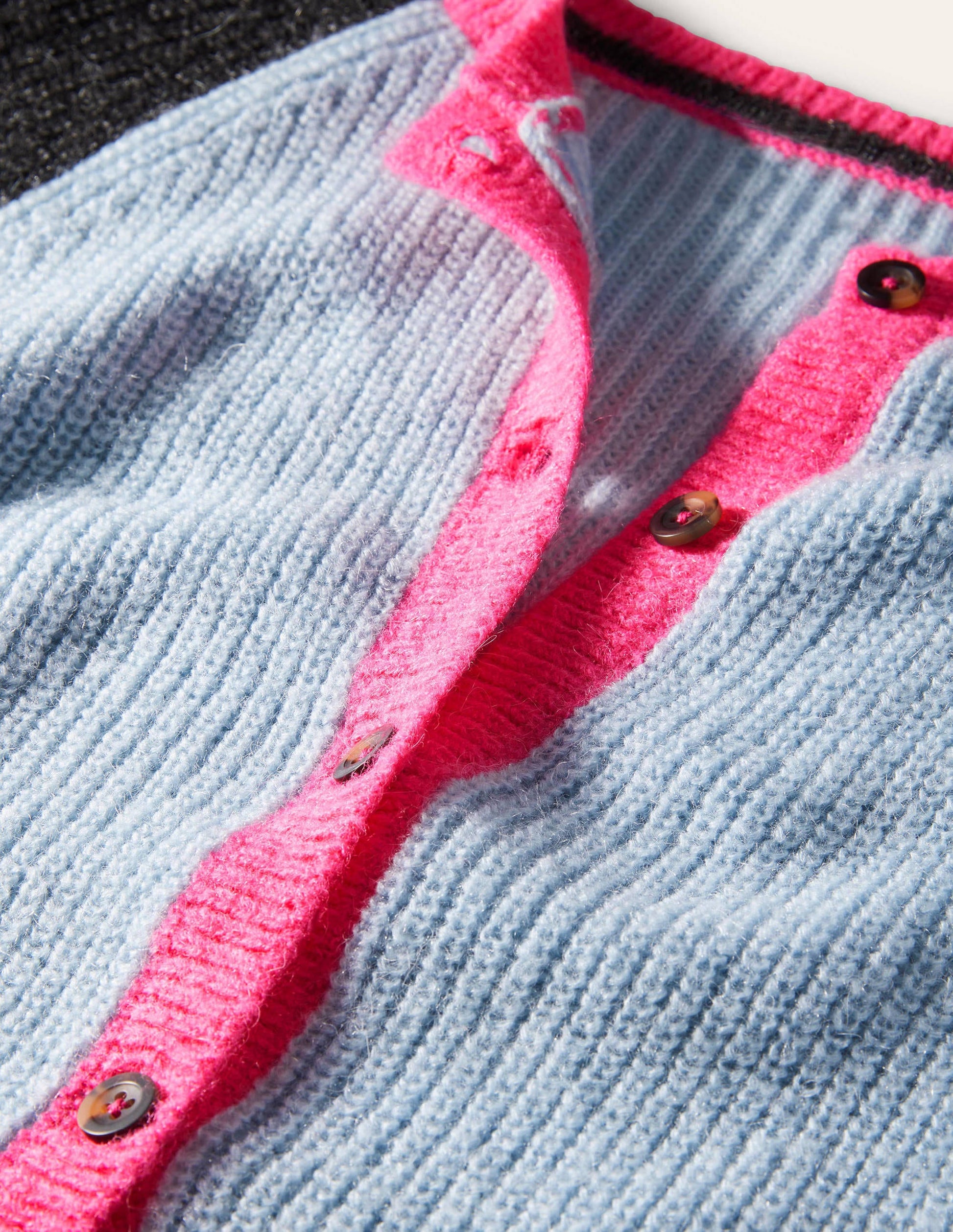 Fluffy Colourblock Cardigan-Dawn Blue, Charcoal-6