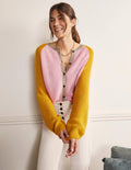 Cardigan duveteux colourblock-Milkshake, huile d'olive