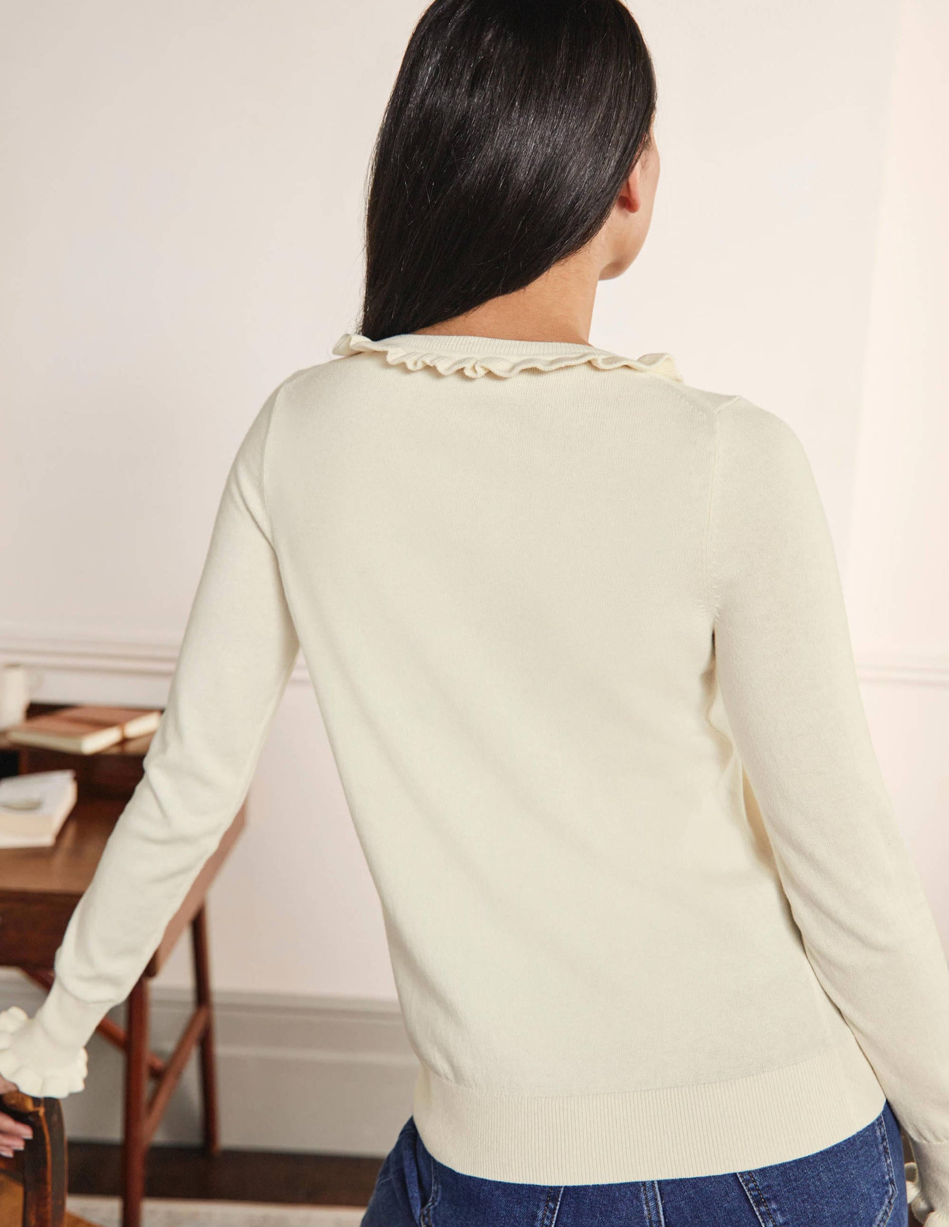 Frill Detail Henley Jumper-Ivory-3