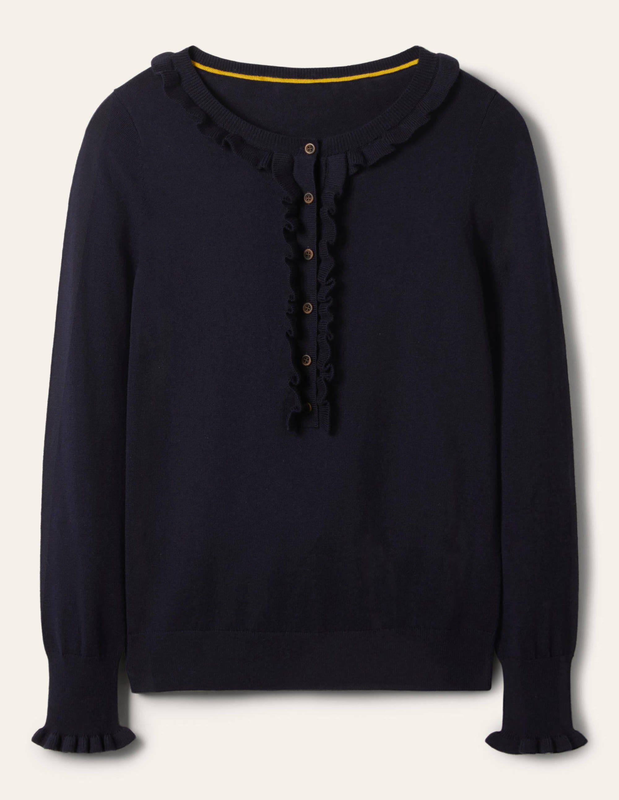 Henley-Pullover mit Rüschen-Marineblau - Image 5
