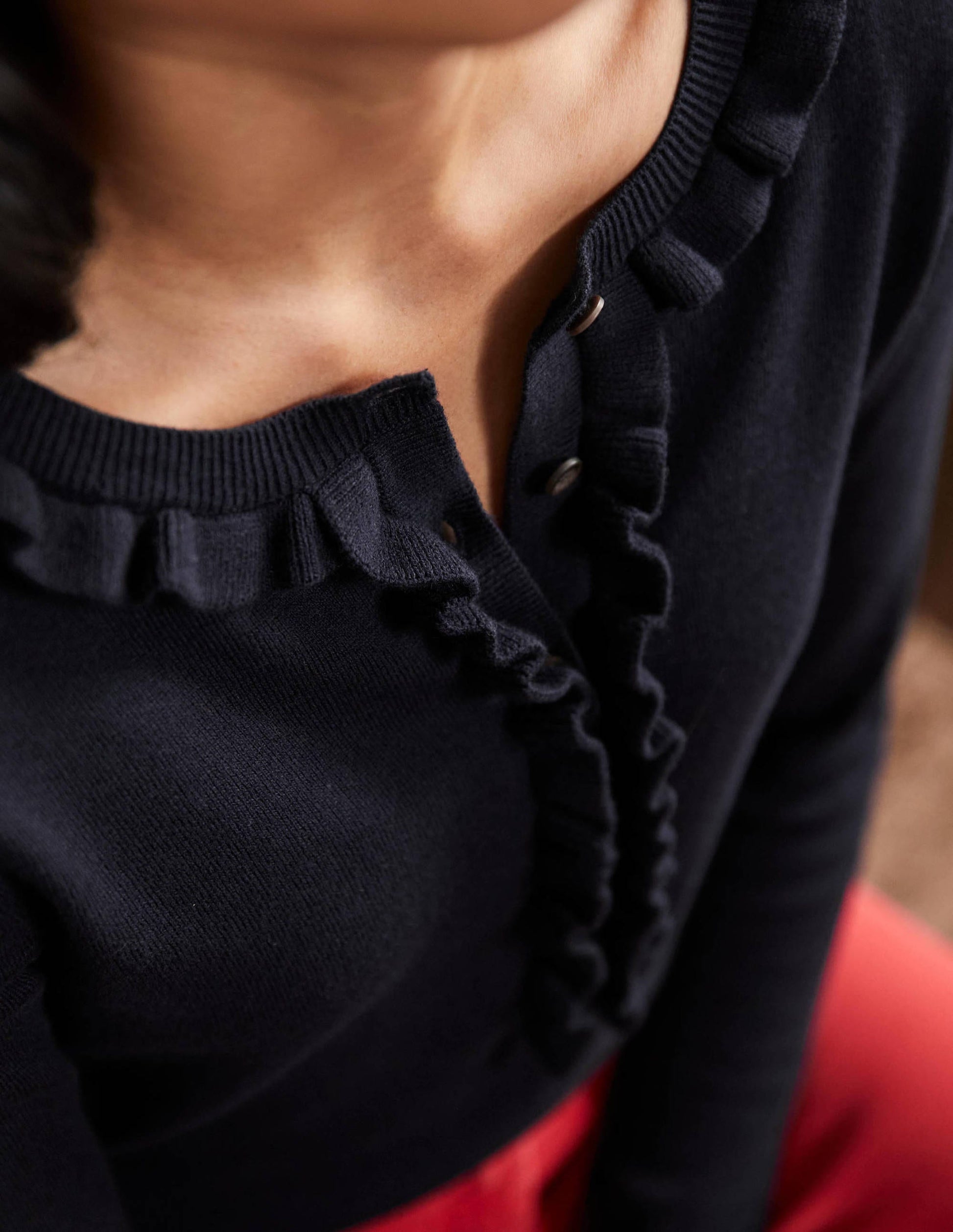 Henley-Pullover mit Rüschen-Marineblau-2