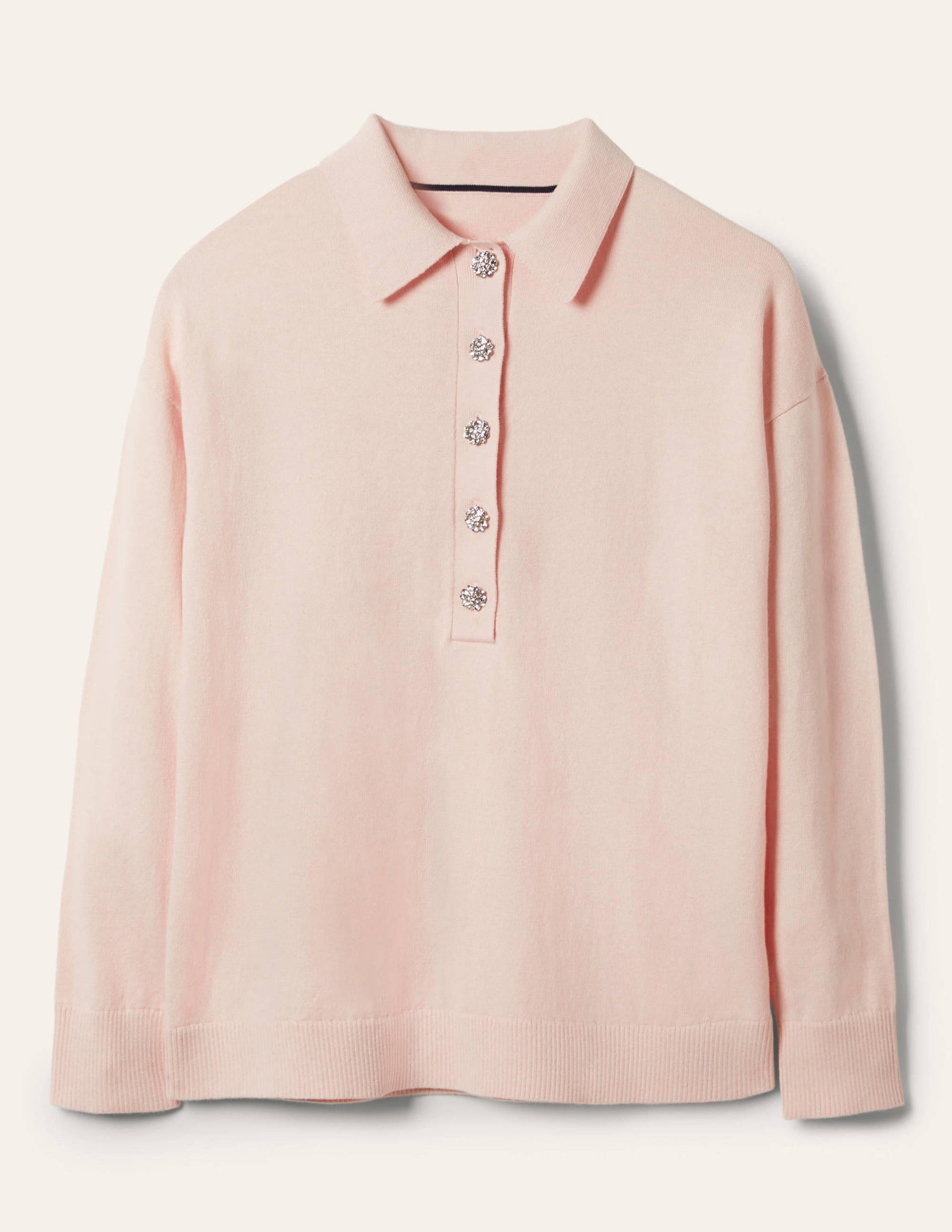 Rugby-Pullover mit Schmucksteinknopf-Milchshake-5