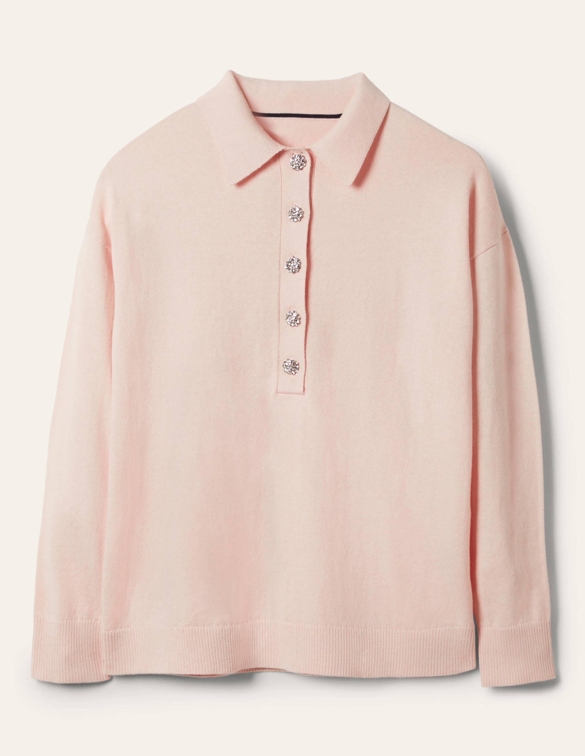 Rugby-Pullover mit Schmucksteinknopf-Milchshake - Image 5