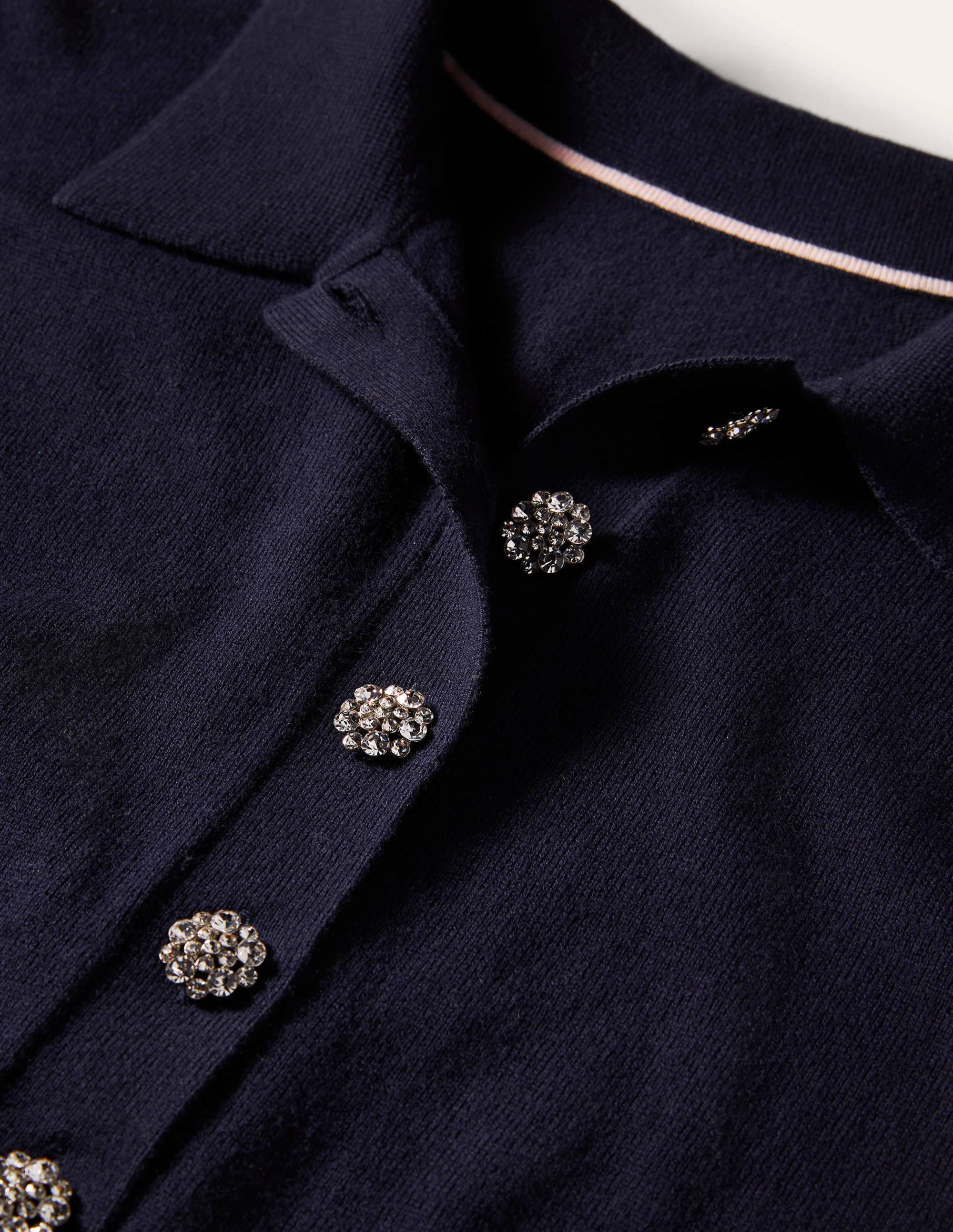 Rugby-Pullover mit Schmucksteinknopf-Marineblau - Image 7