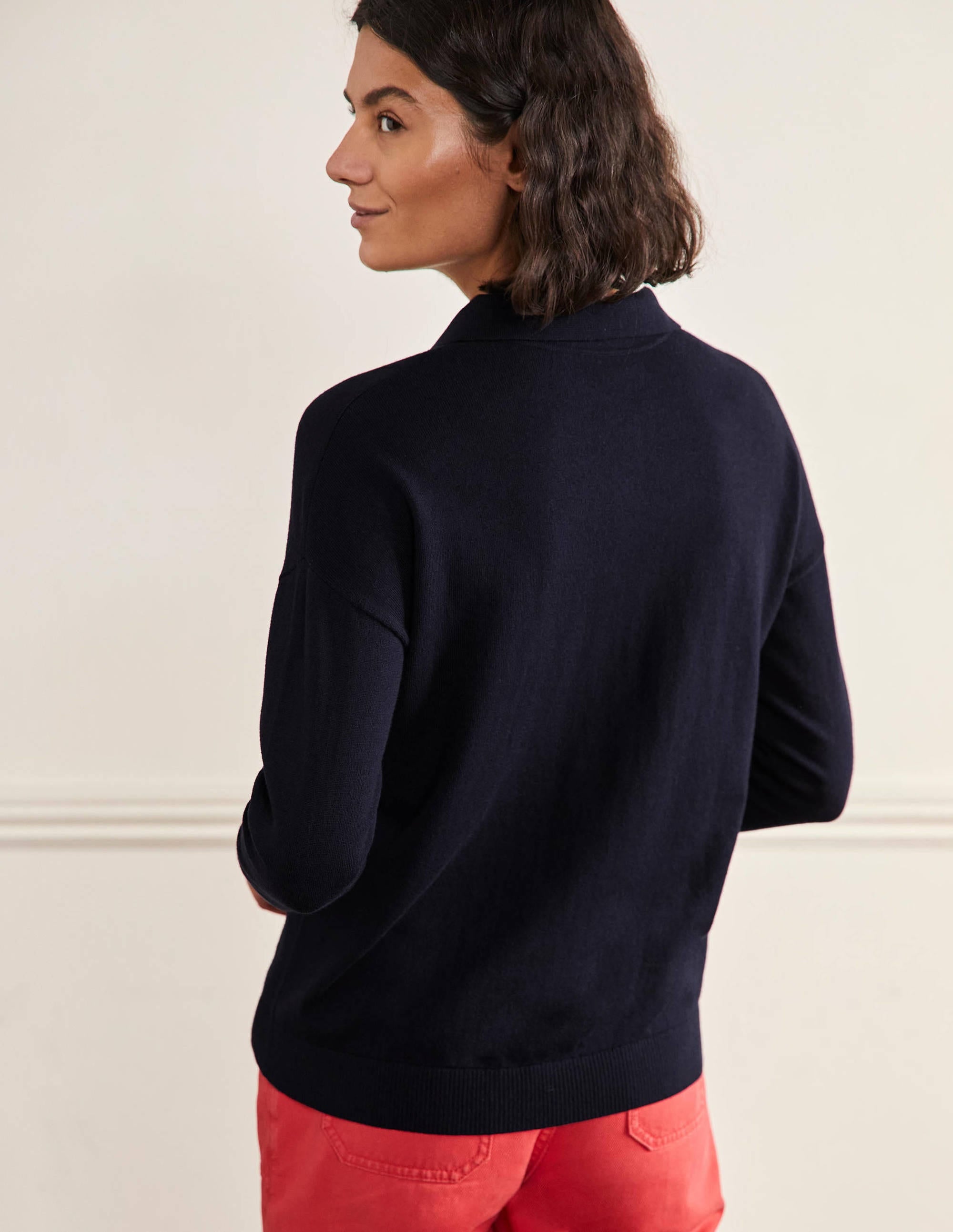 Rugby-Pullover mit Schmucksteinknopf-Marineblau - Image 3