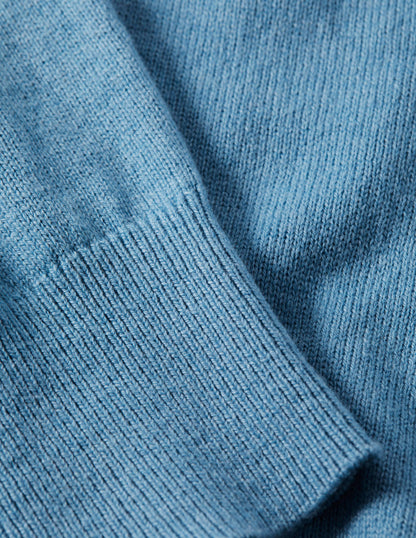 Pullover mit eckigem Ausschnitt und Puffärmeln-Himmelblau-6