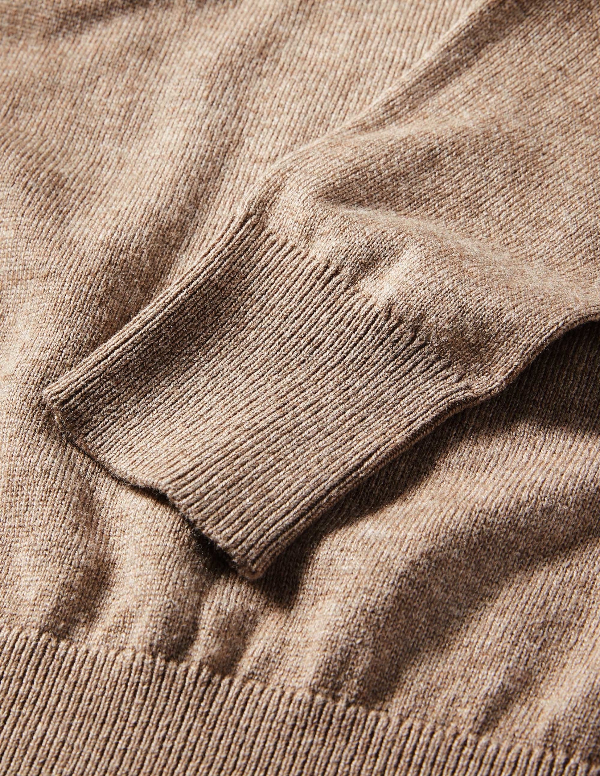 Pullover mit eckigem Ausschnitt und Puffärmeln-Dunkles Nerzbraun Melange-6