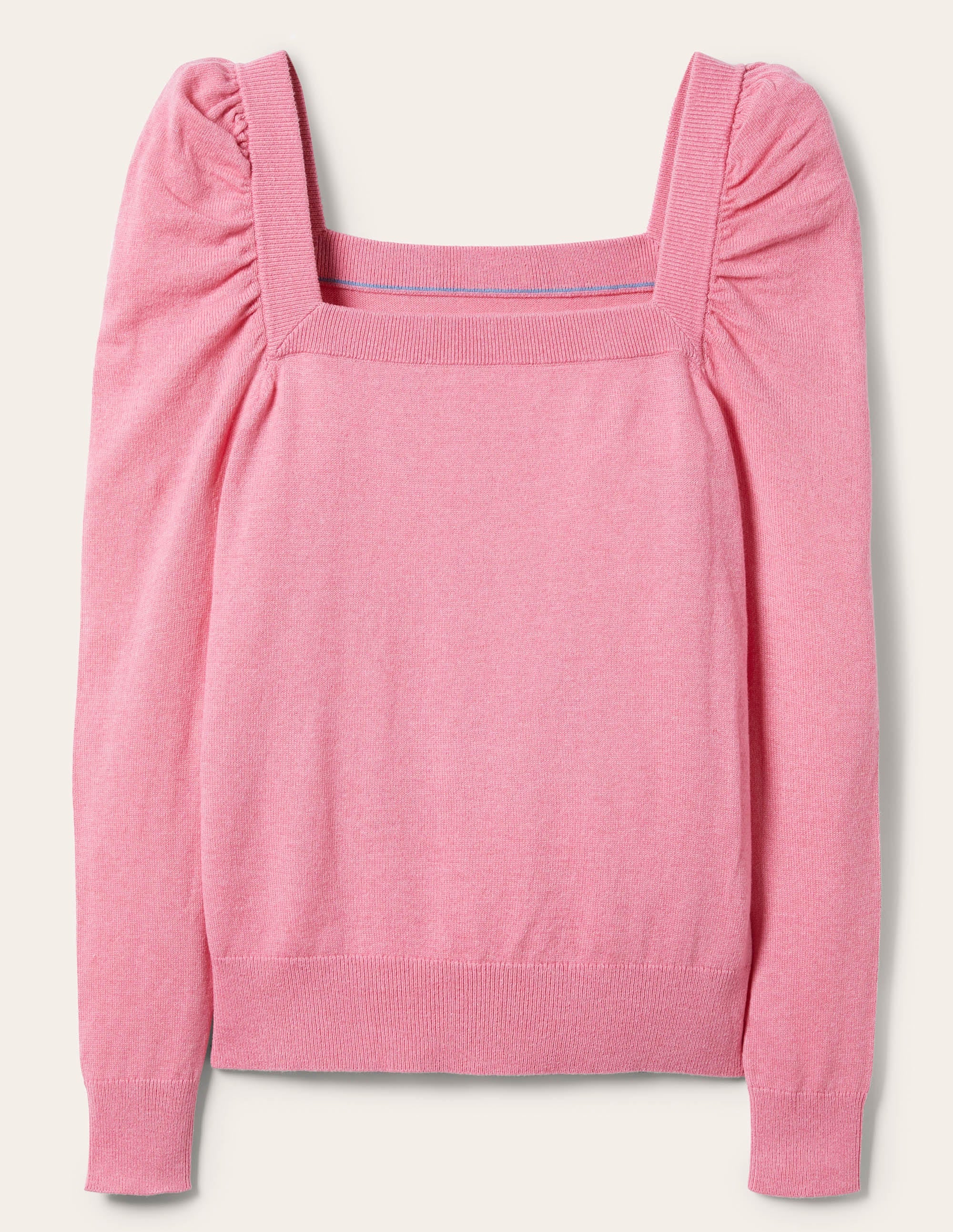 Pullover mit eckigem Ausschnitt und Puffärmeln-Blümchenrosa - Image 5