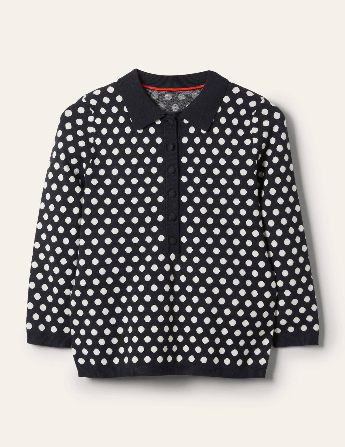 Cleo Henley-Pullover mit Jacquardmusterung-Navy/Naturweiß, Getupft - Image 5