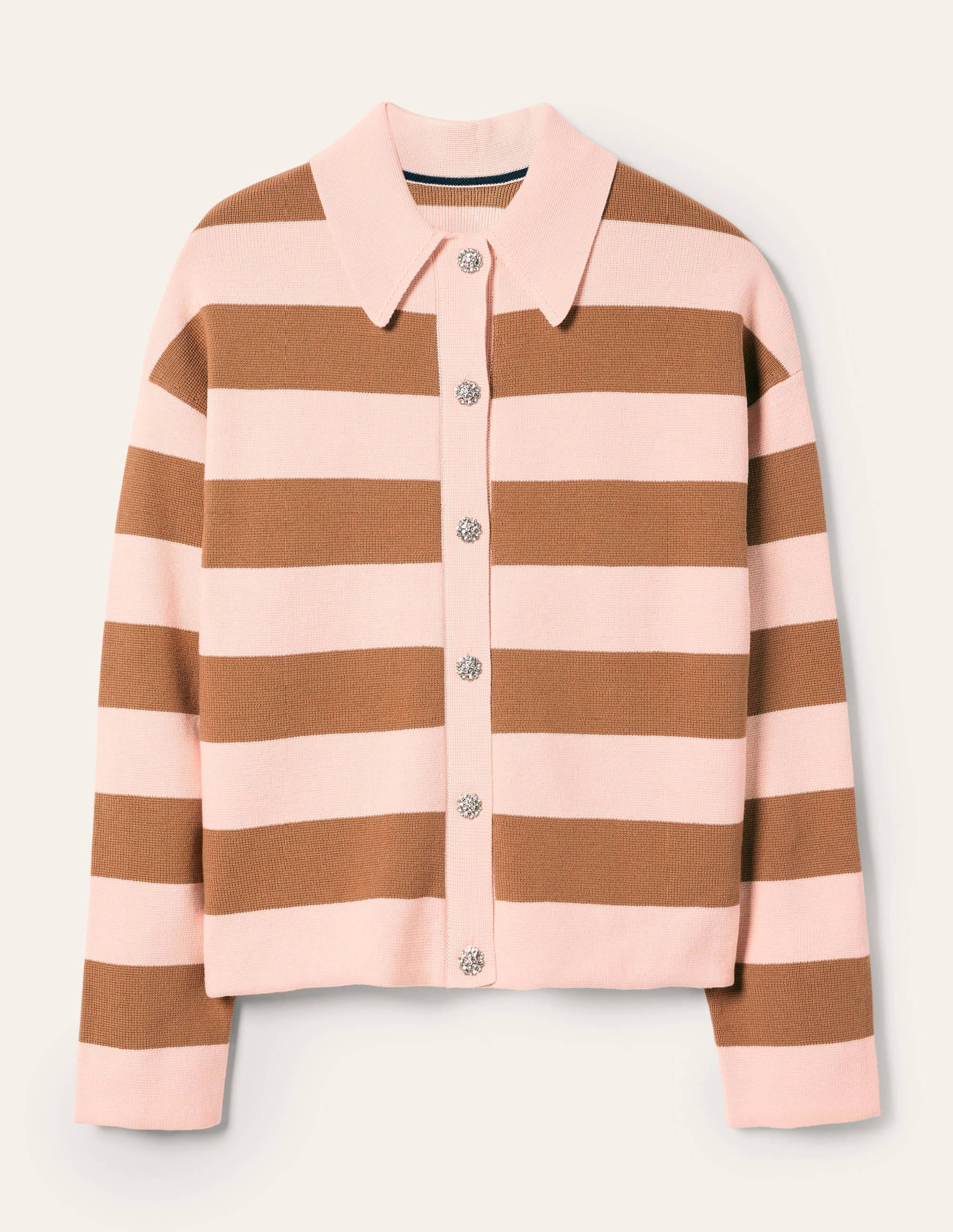 Gilet à col et boutons ornementés-Milkshake, rayé camel - Image 5