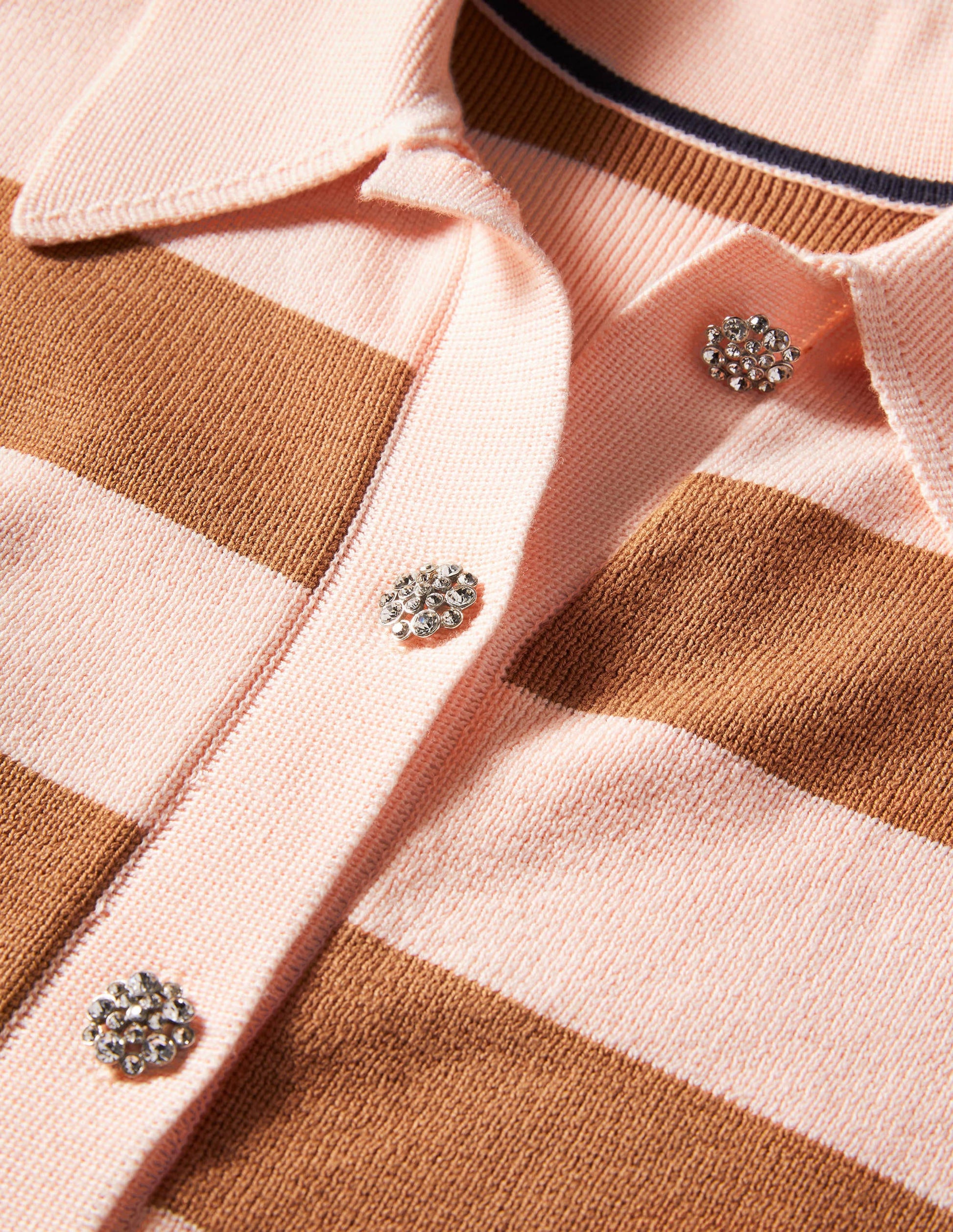 Gilet à col et boutons ornementés-Milkshake, rayé camel-6