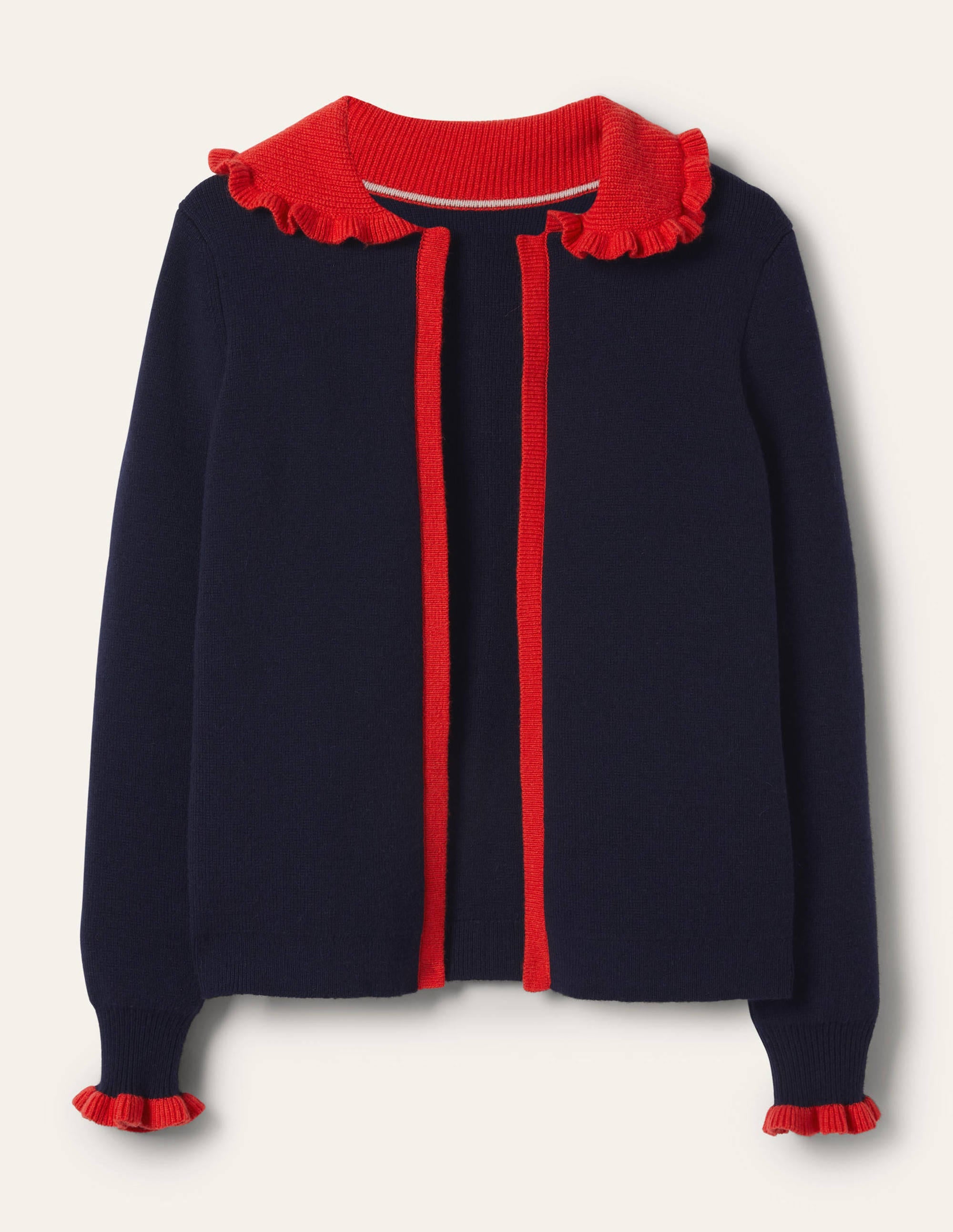 Gilet à col volanté-Bleu marine/coquelicot vif - Image 5