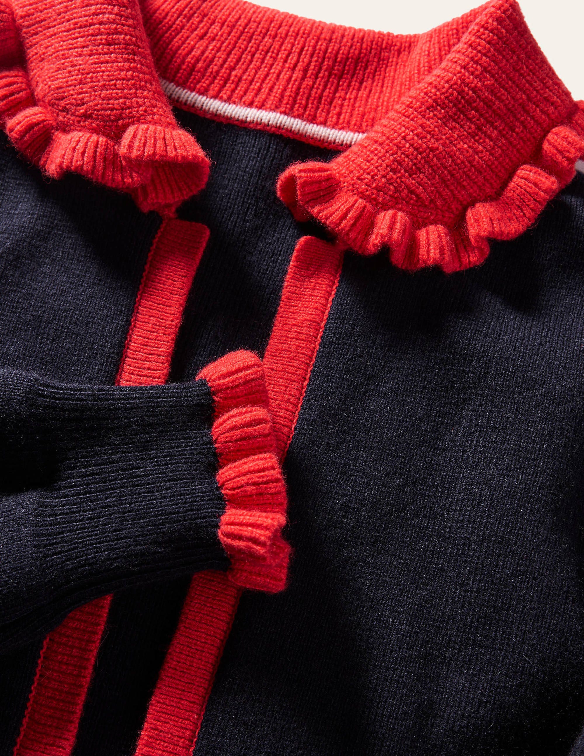Gilet à col volanté-Bleu marine/coquelicot vif - Image 6