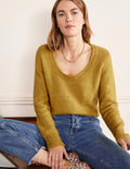 Flauschiger Pullover mit Rundhalsausschnitt-Olivenölgrün