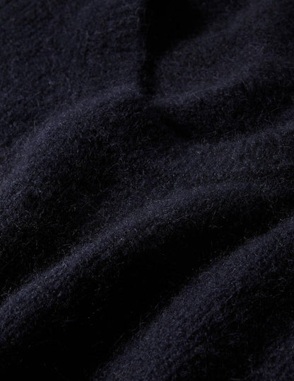 Flauschiger Pullover mit Rundhalsausschnitt-Marineblau