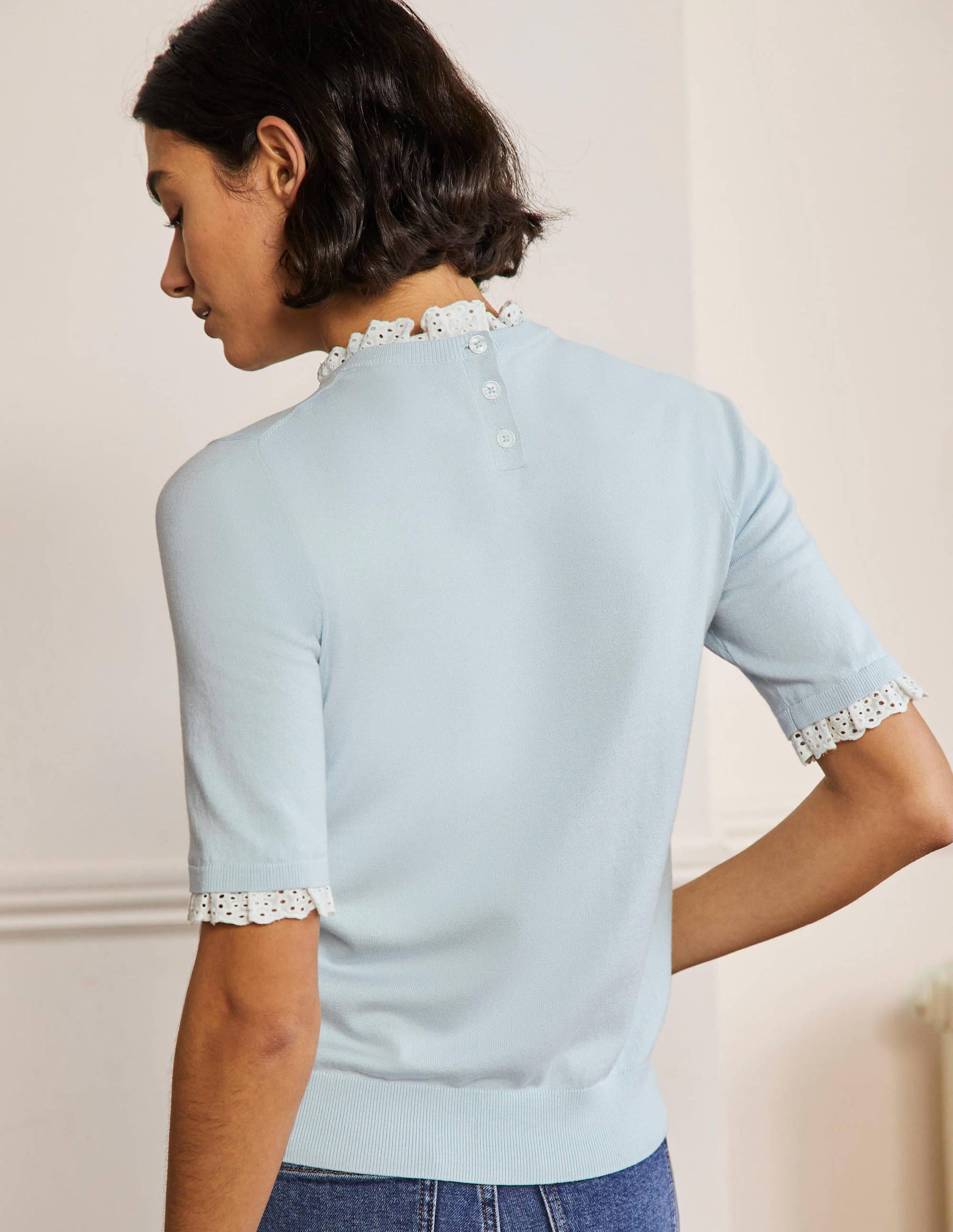 Strick-T-Shirt aus einer Webmischung-Morgendämmerungsblau-3