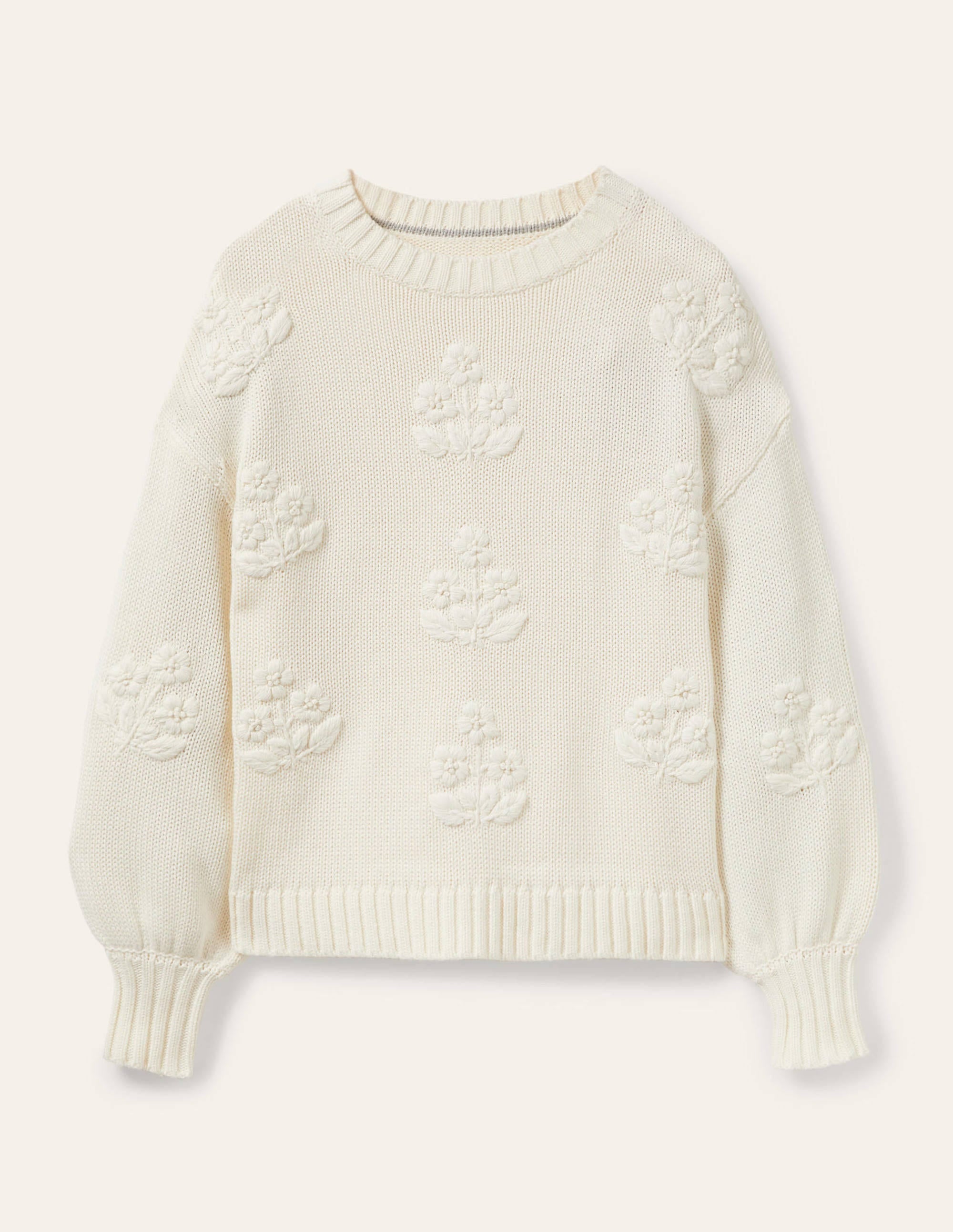 Embroidered Blouson Jumper-Ivory, Embroidery - Image 6
