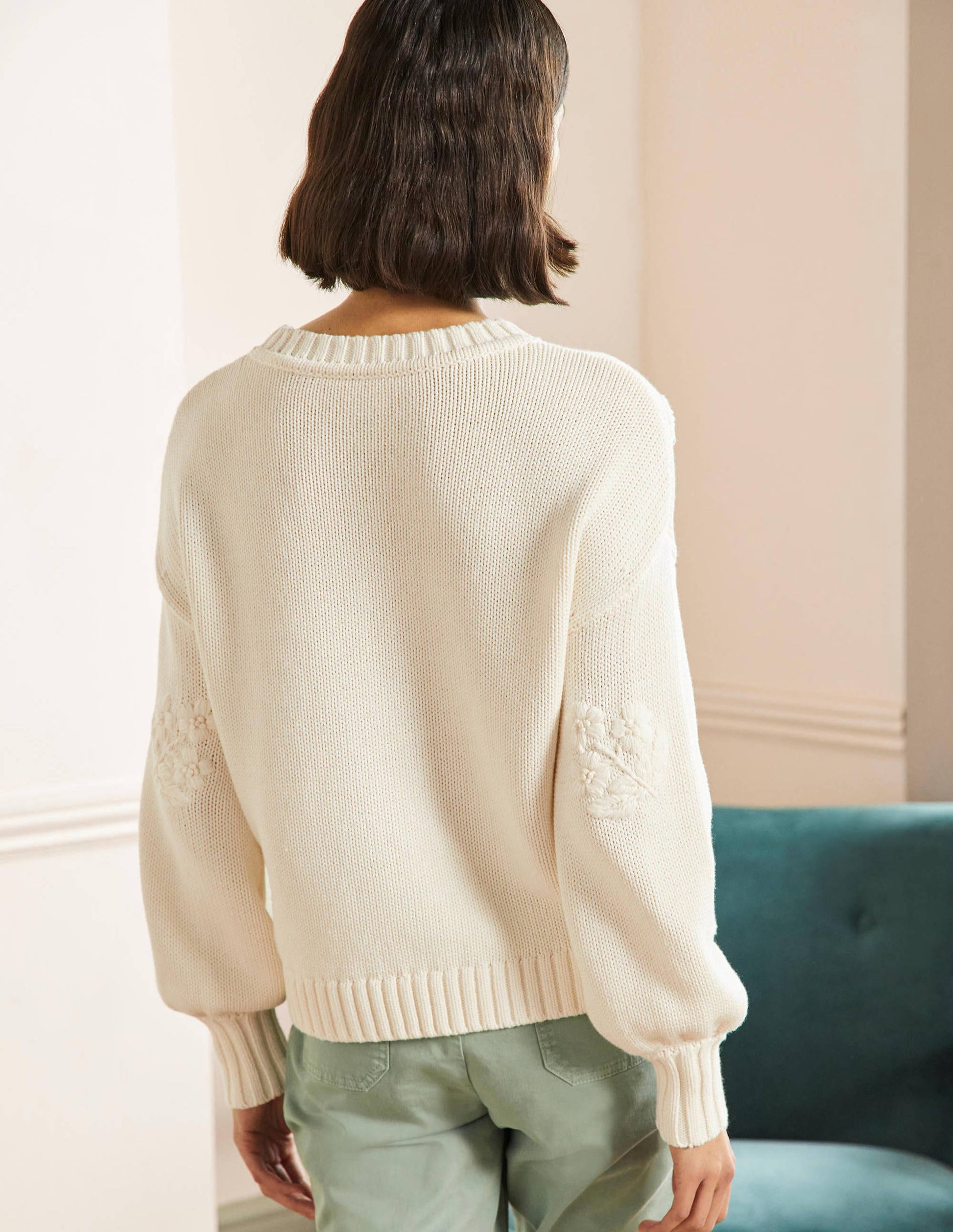 Embroidered Blouson Jumper-Ivory, Embroidery-3