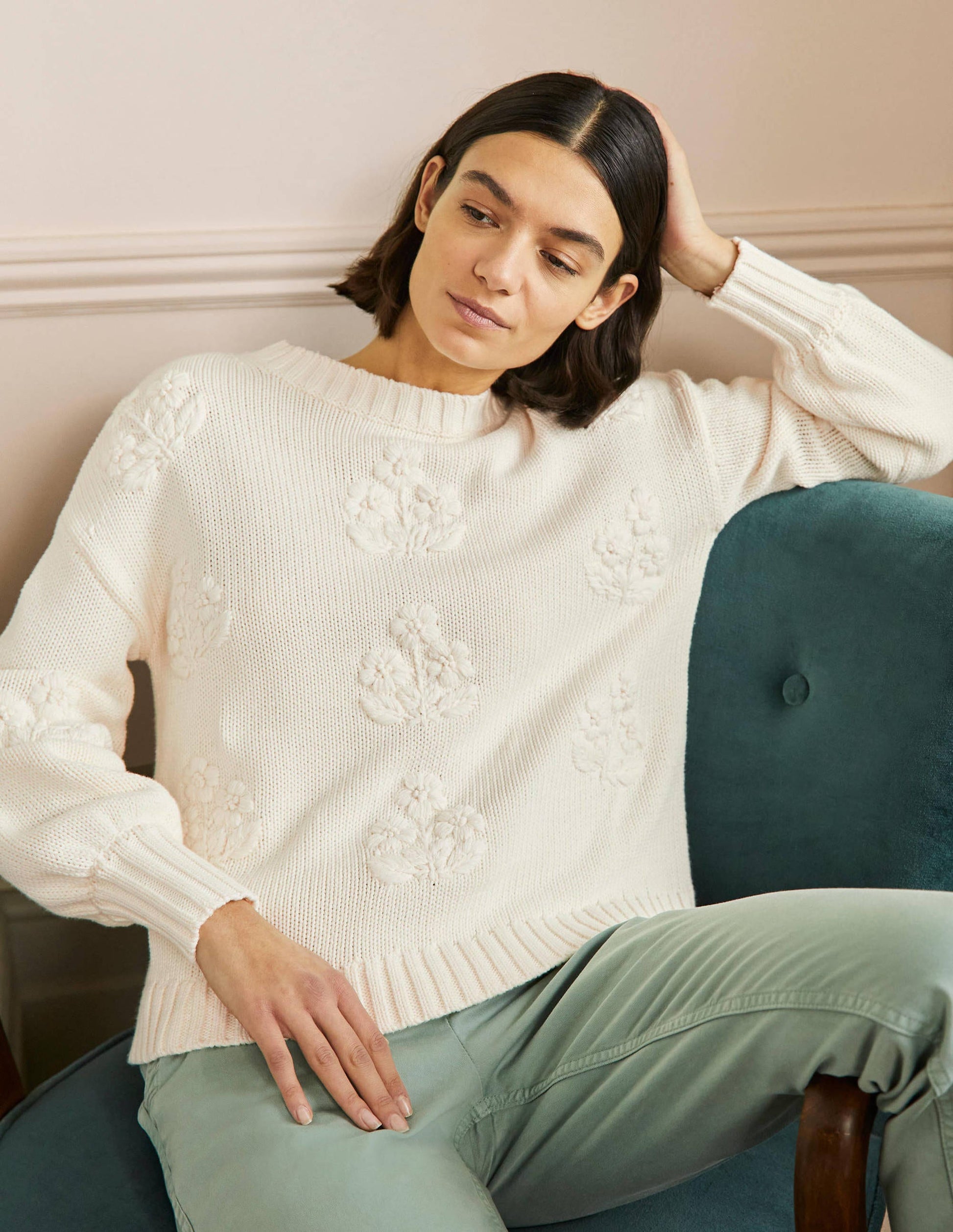 Embroidered Blouson Jumper-Ivory, Embroidery-4