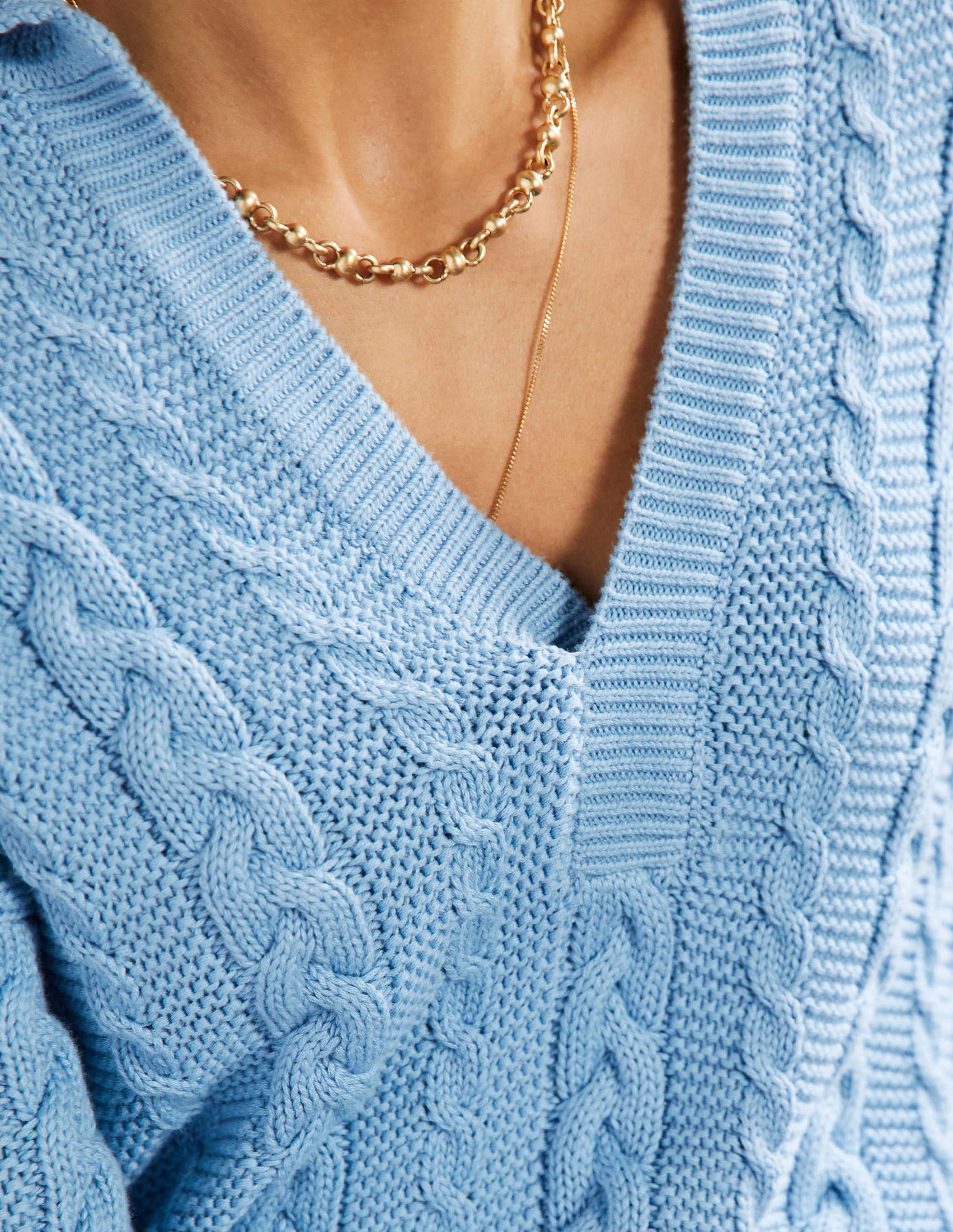 Henley-Pullover mit Zopfstrickmuster-Traube/Hyazinthe - Image 2