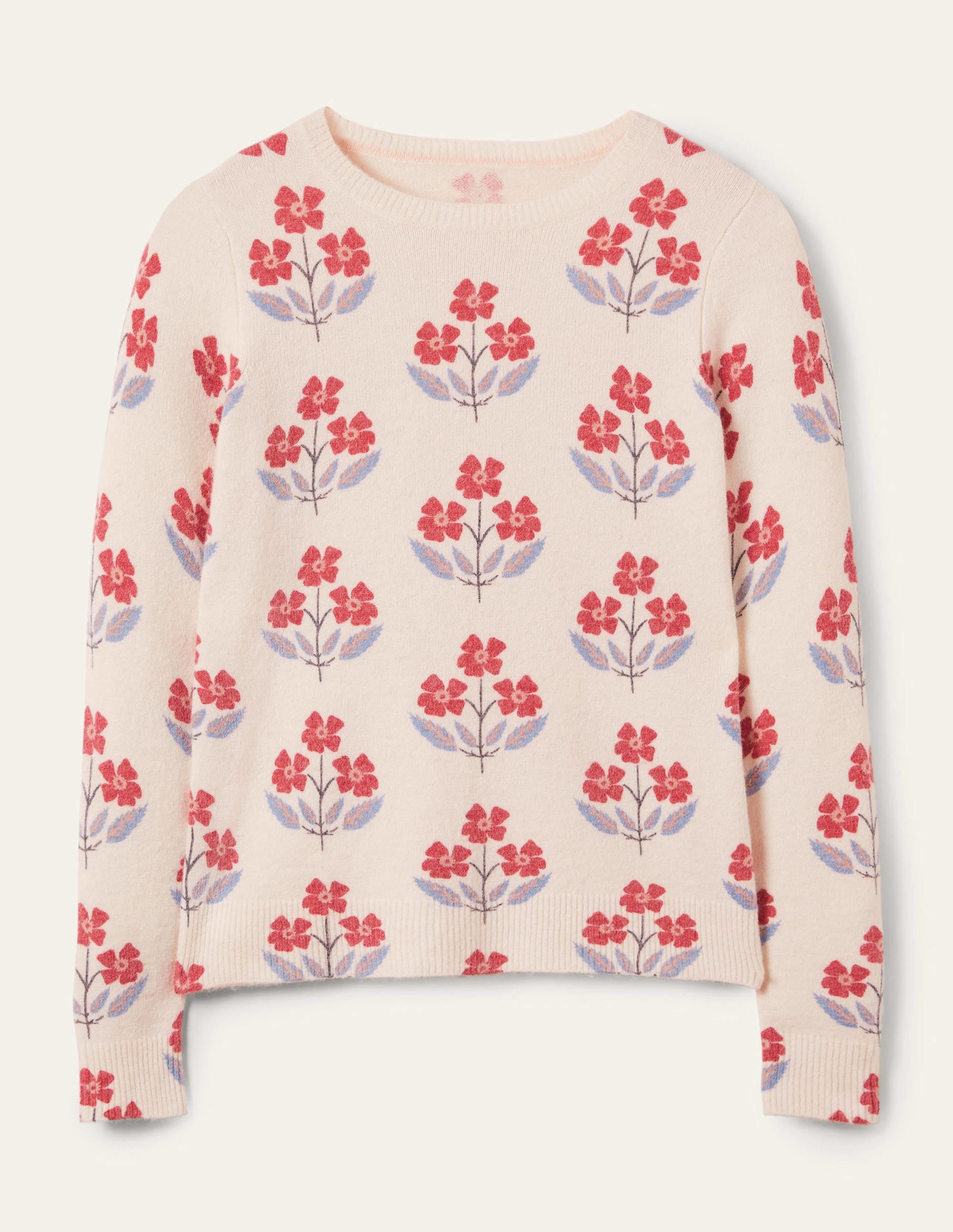 Flauschiger Pullover mit Muster-Naturweiß, Blühende Knospen - Image 6