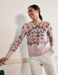 Flauschiger Pullover mit Muster-Helles Violett, Paradiesvogel