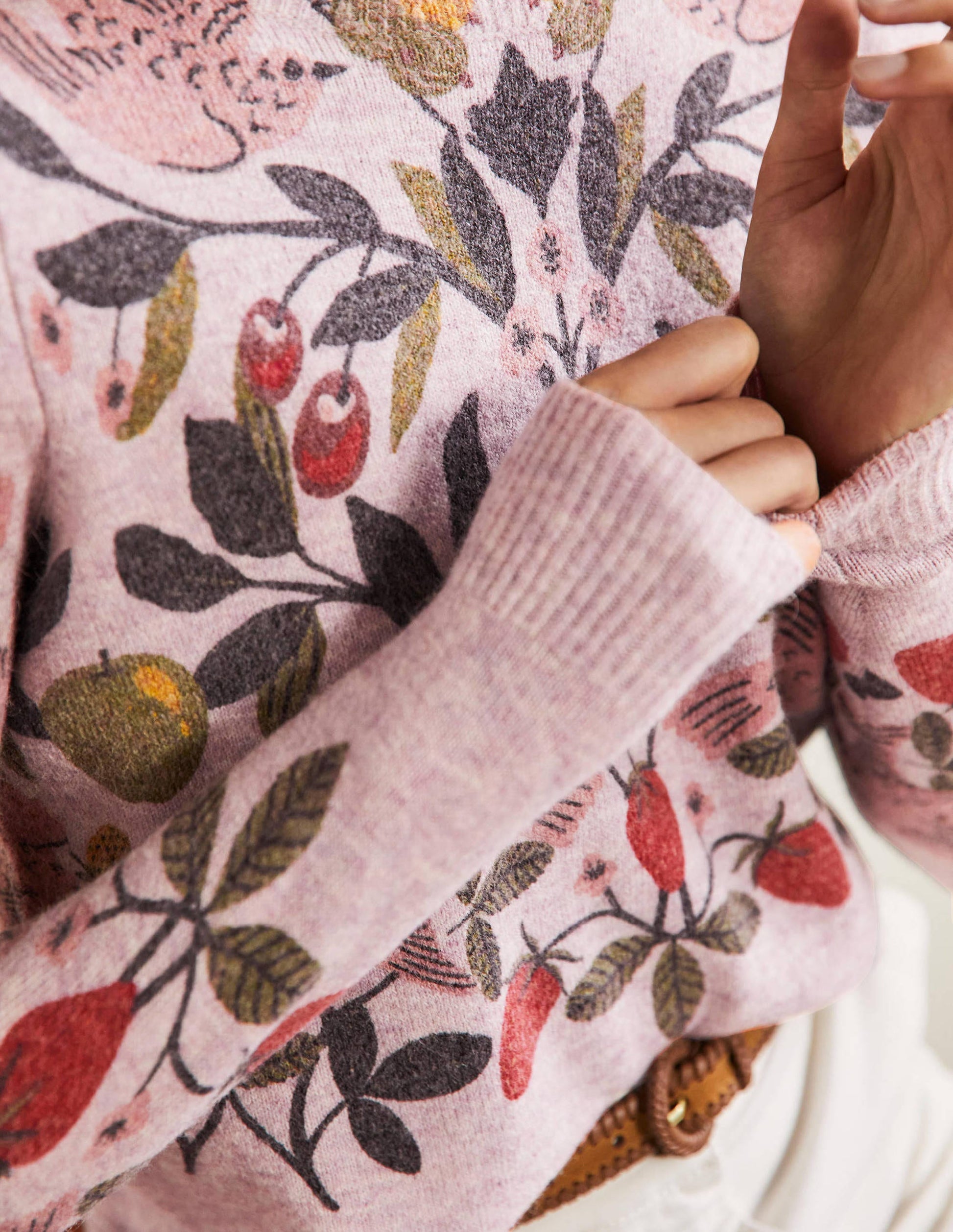 Flauschiger Pullover mit Muster-Helles Violett, Paradiesvogel-2
