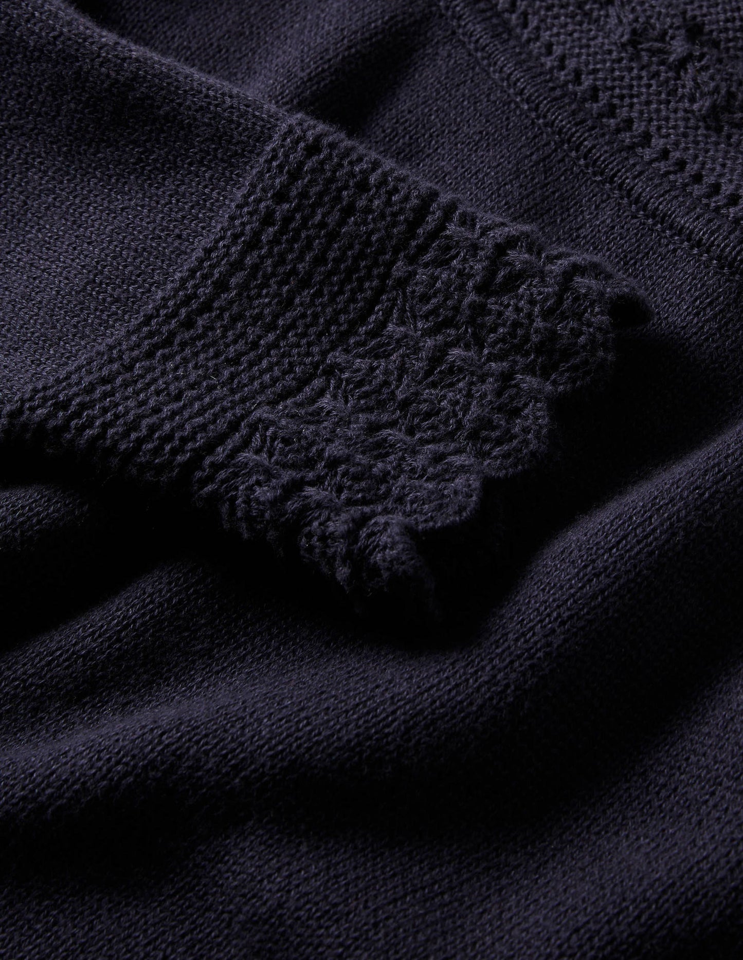 Pullover mit gehäkeltem Muschelsaum-Marineblau