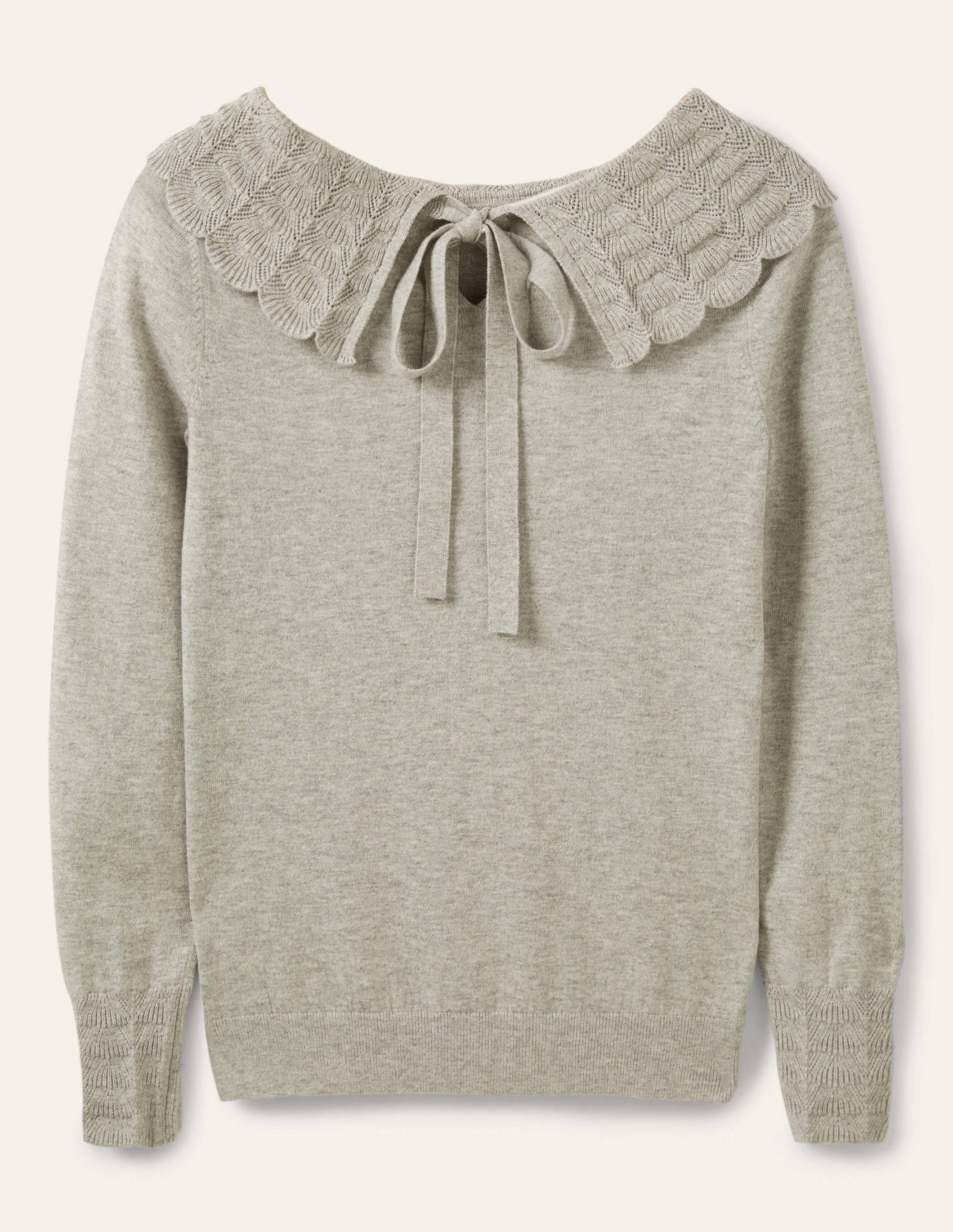 Pull avec col noué à l'arrière-Gris chiné - Image 5