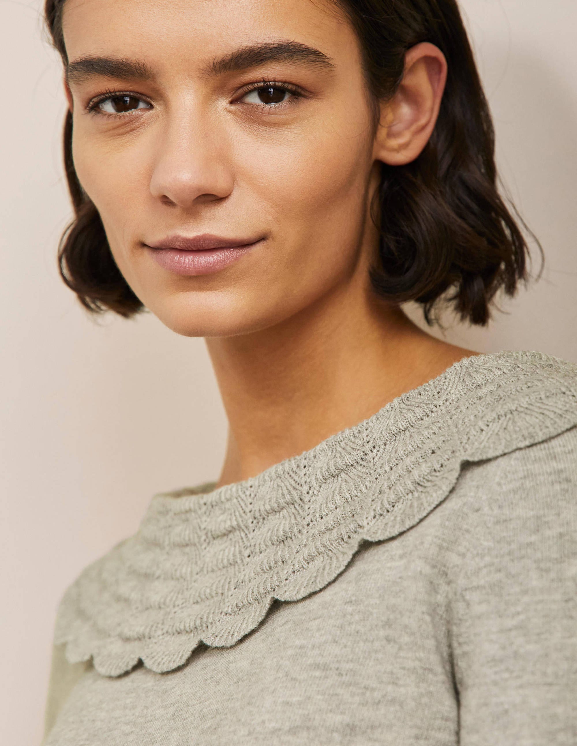 Pull avec col noué à l'arrière-Gris chiné - Image 2