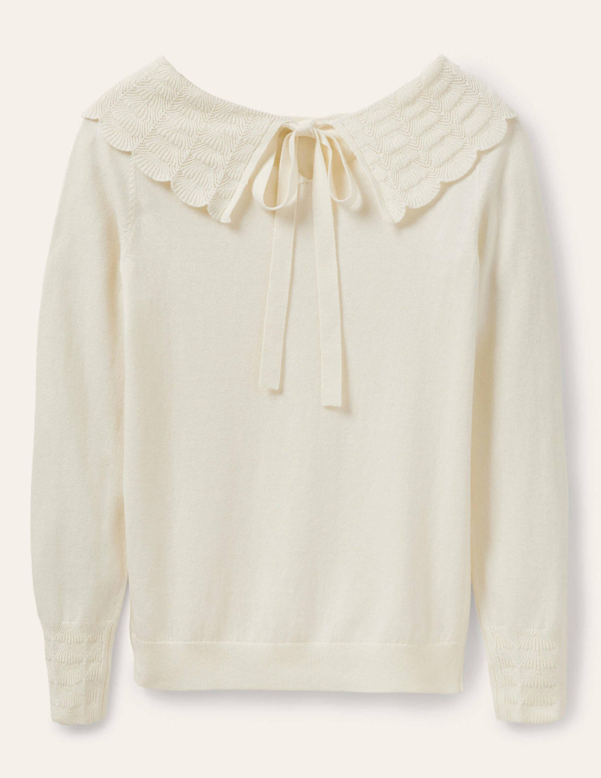 Tie Back Collar Jumper-Ivory - Image 6