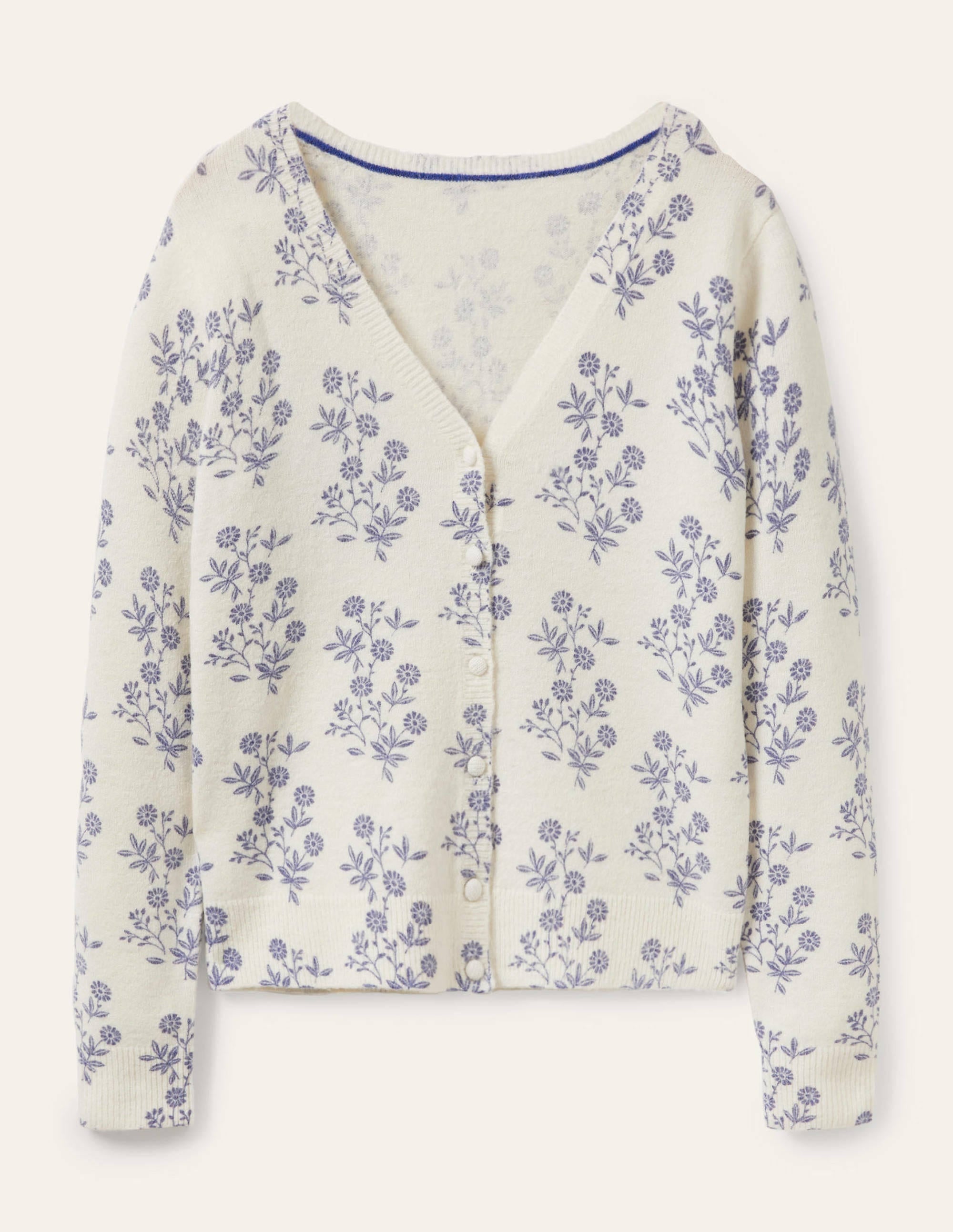 Gilet Anita duveteux à imprimé-Ivoire, motif Leafy Cluster - Image 6