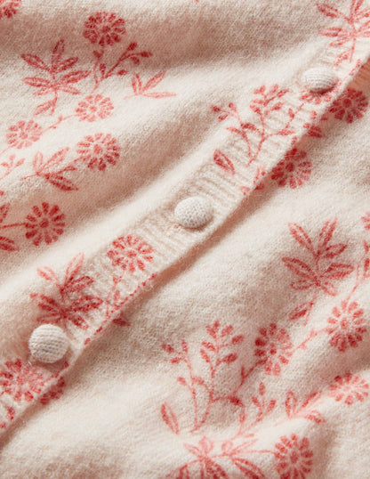 Anita Gemusterter flauschiger Cardigan-Milchshake, Gruppierte Blätter-5