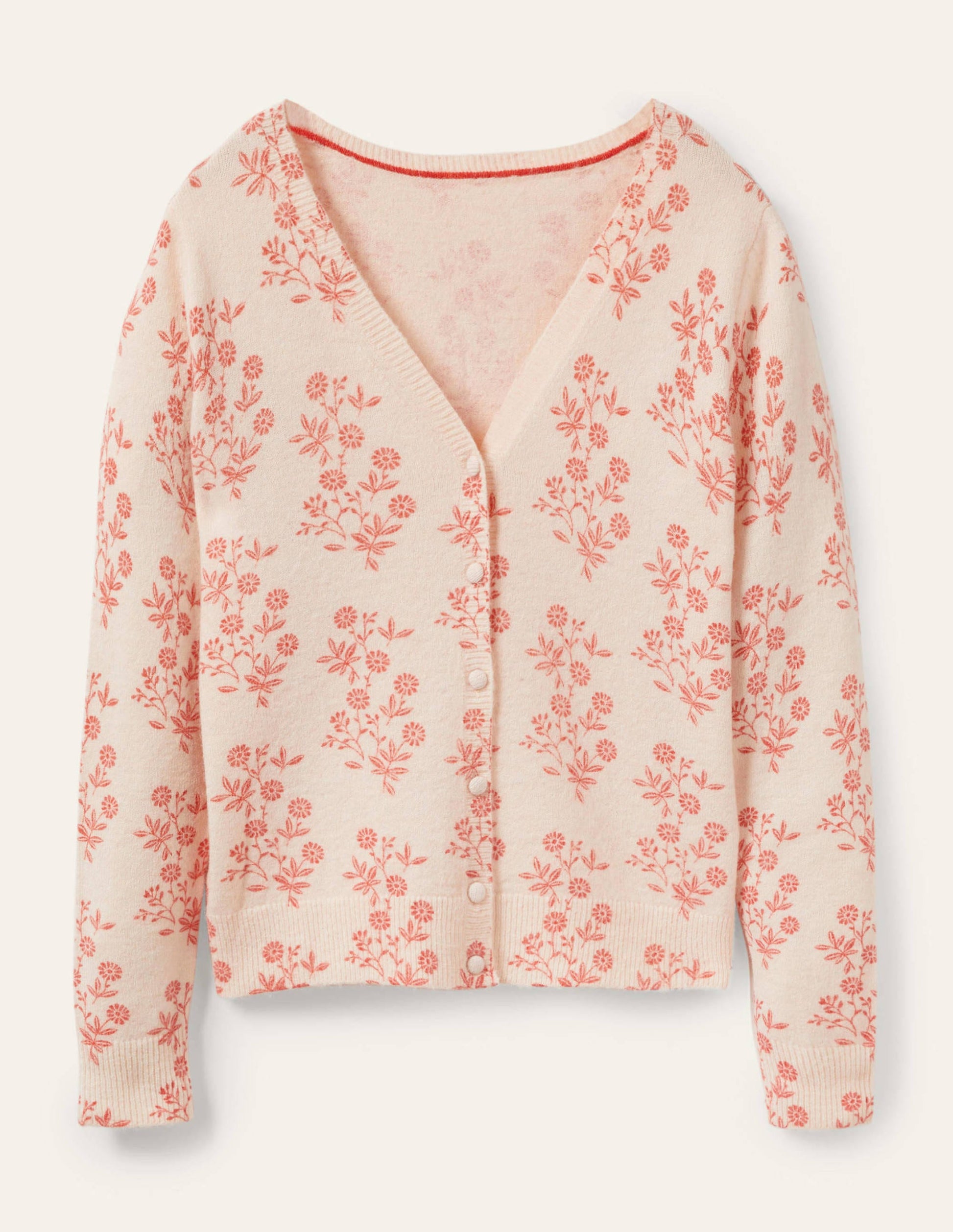 Anita Gemusterter flauschiger Cardigan-Milchshake, Gruppierte Blätter-6