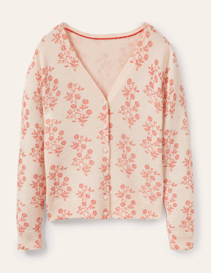Anita Gemusterter flauschiger Cardigan-Milchshake, Gruppierte Blätter-6