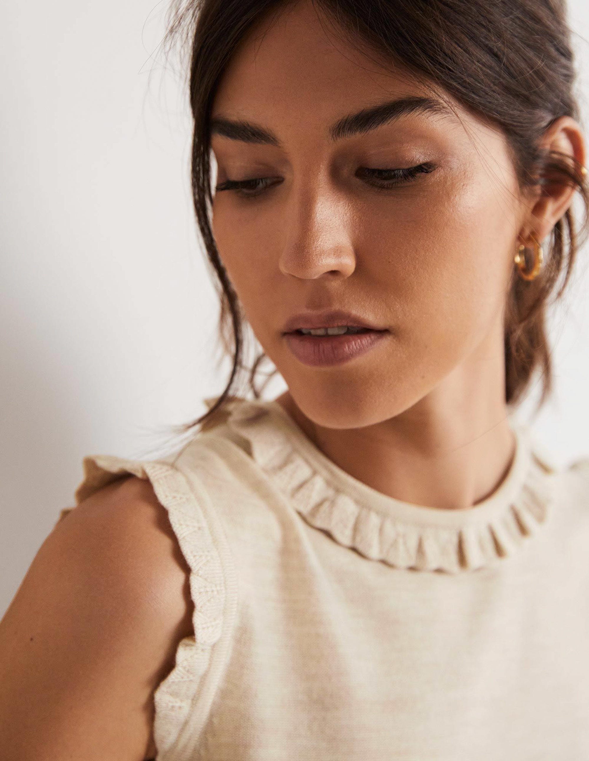 Merino Knitted Tank Top-Oatmeal Melange - Image 6