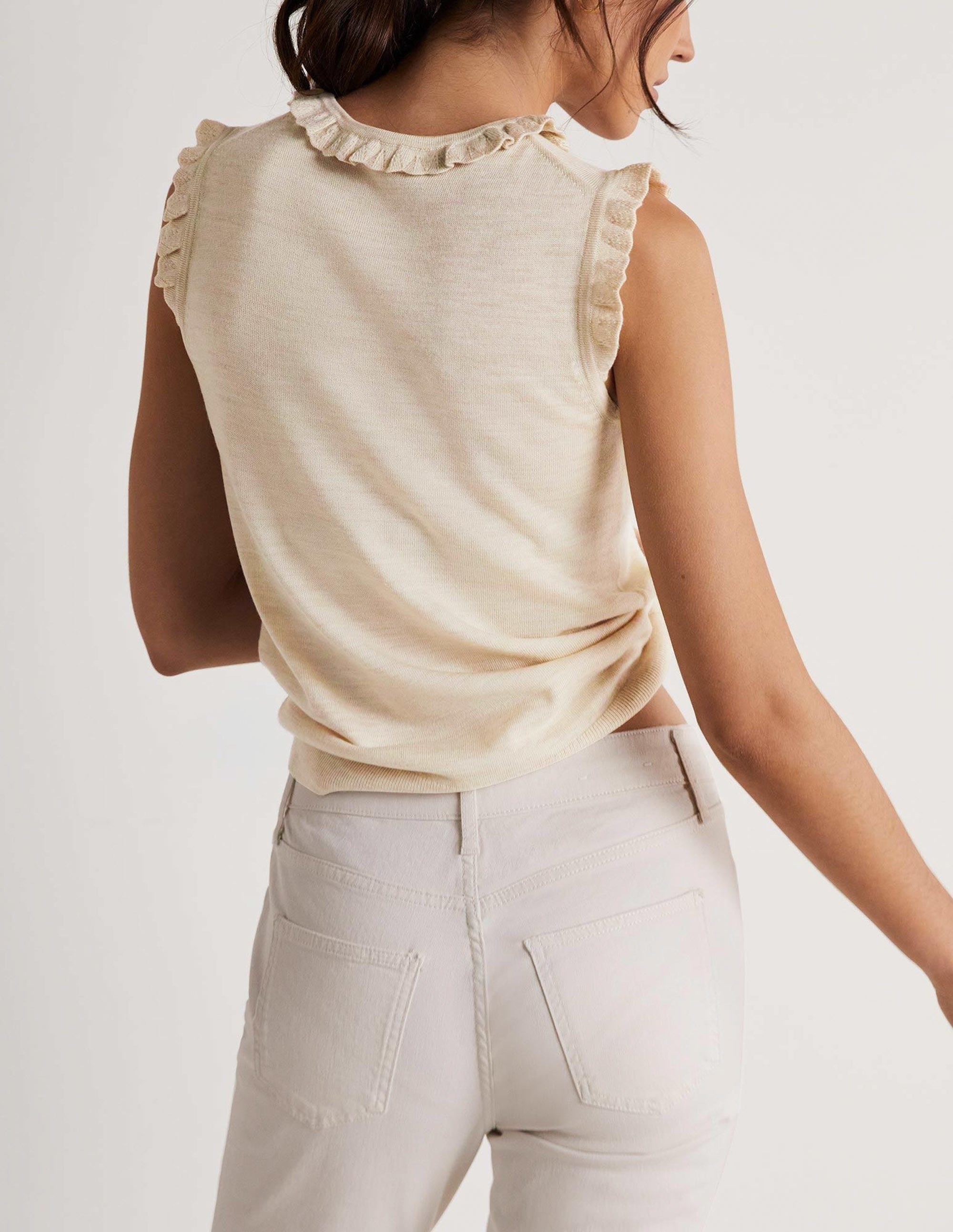 Merino Knitted Tank Top-Oatmeal Melange - Image 7