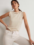 Merino Knitted Tank Top-Oatmeal Melange