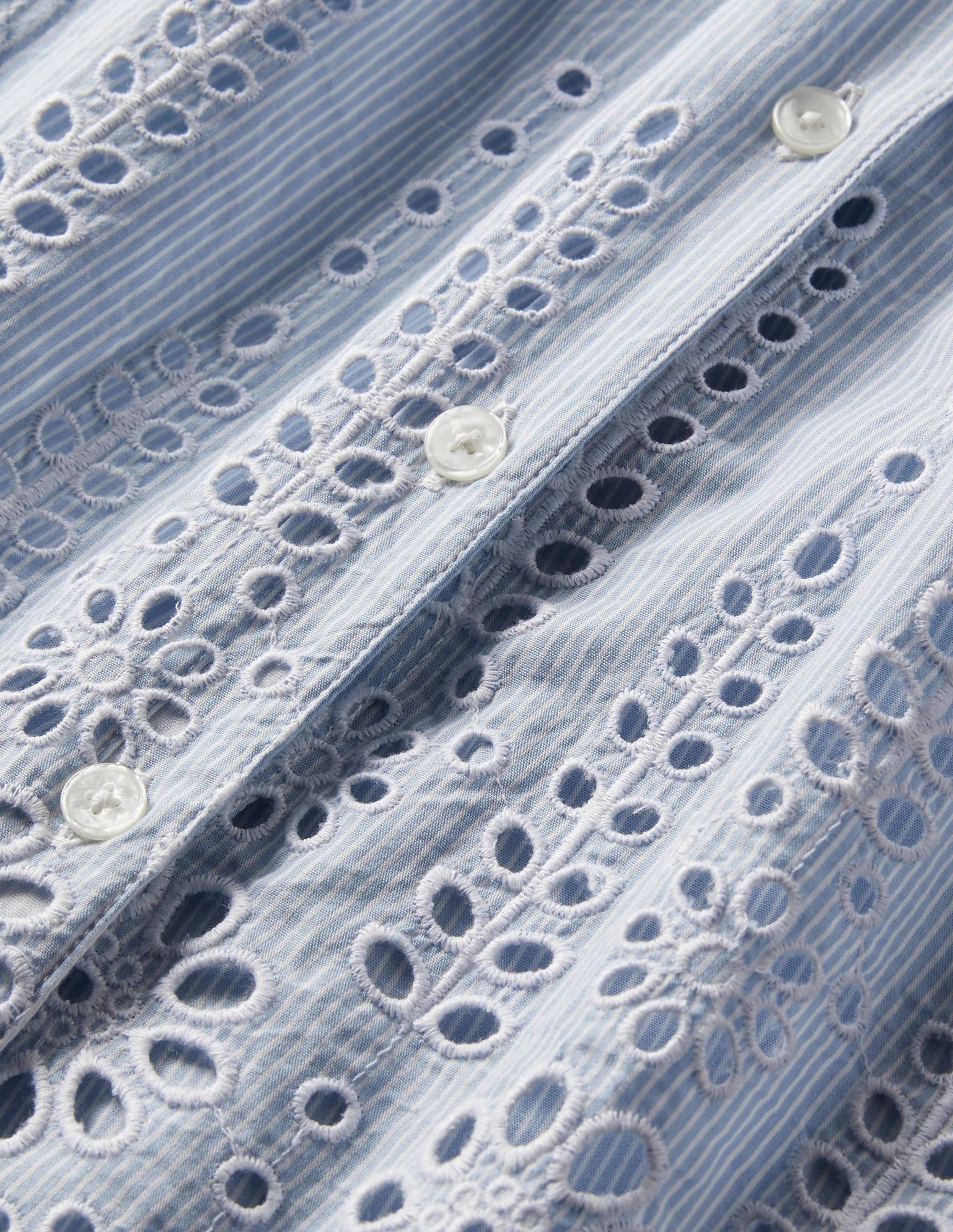 Pyjama en broderie anglaise-Rayé style coutil bleu - Image 6