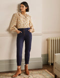 Tapered Chino Trousers-Navy
